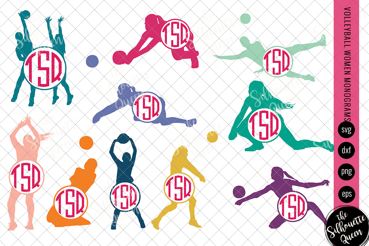 Download Volleyball Svg Monogram, Circle Frames, Cuttable Design (178020) | Illustrations | Design Bundles