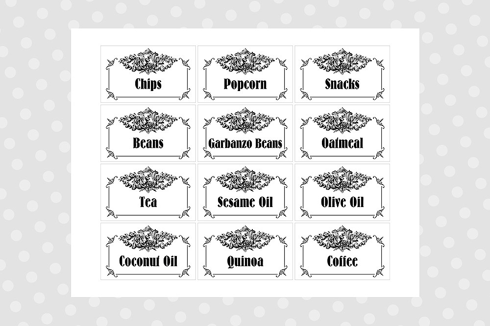 Black White Printable Pantry Labels - Classic photograph regarding Printable Pantry Labels called Black White Printable Pantry Labels - Common