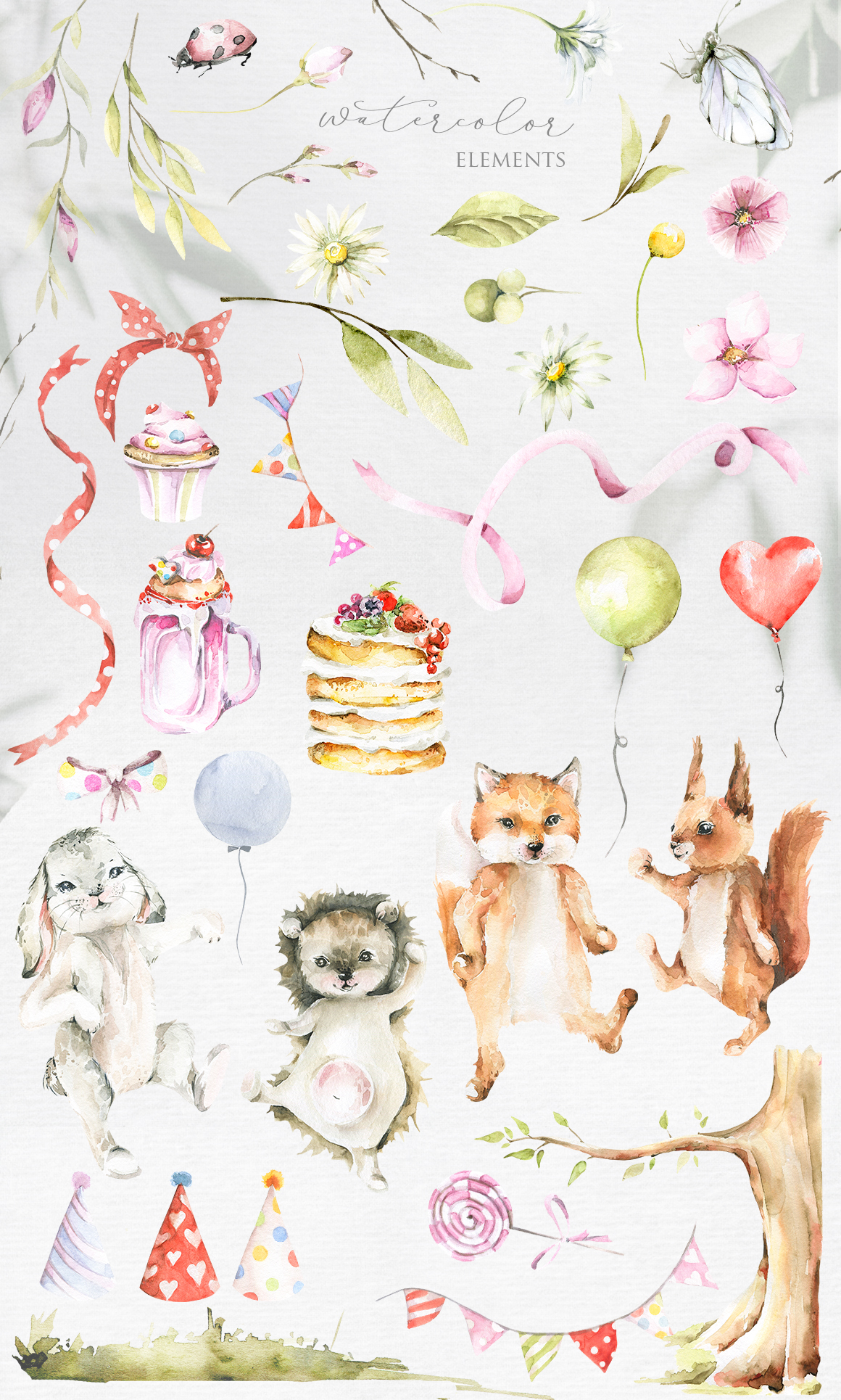 Download Forest birthday. Watercolor collection.