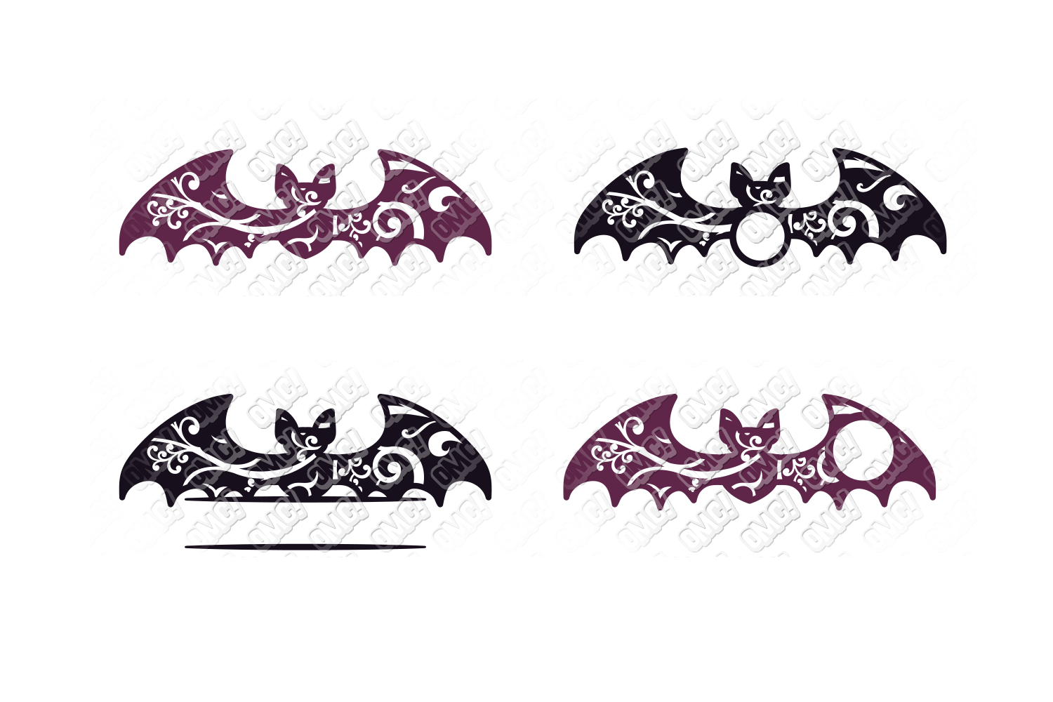 Bat SVG Halloween Monogram Bundle in SVG, DXF, PNG, EPS, JPE (120494