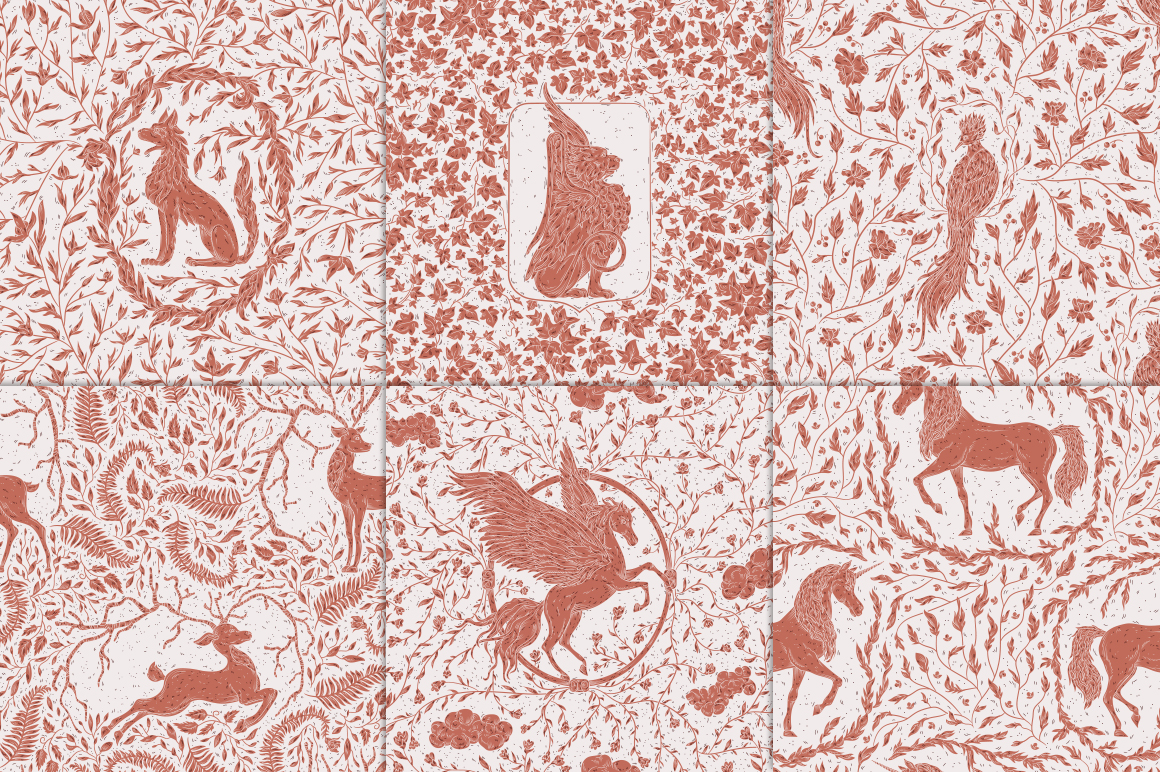 Mythical Animals patterns (72597) | Patterns | Design Bundles