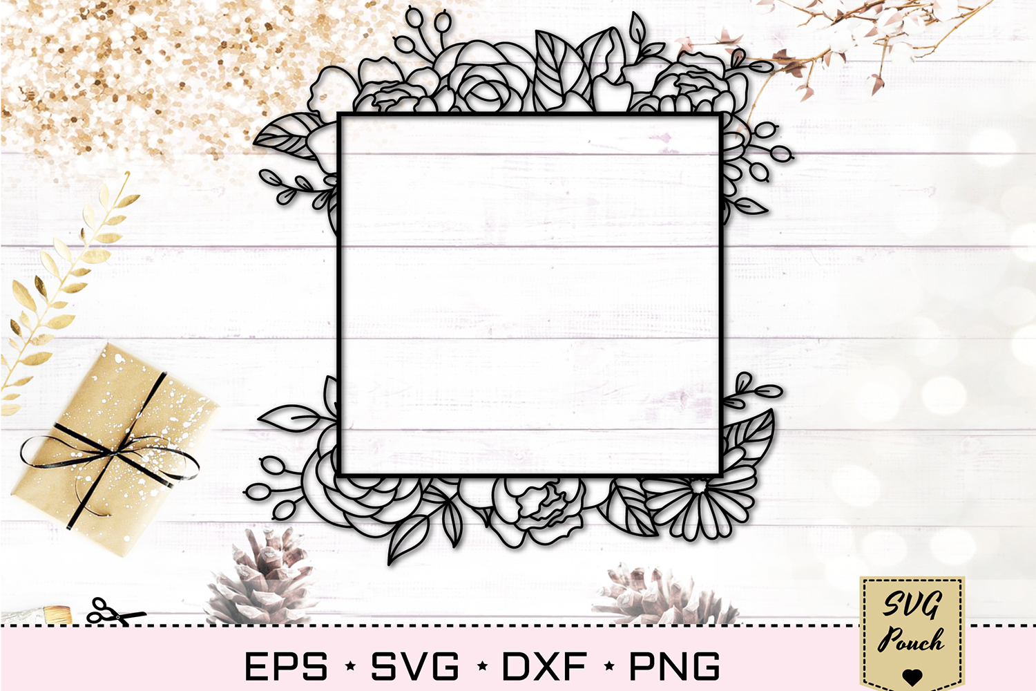 Download Floral square frame SVG (538316) | Cut Files | Design Bundles