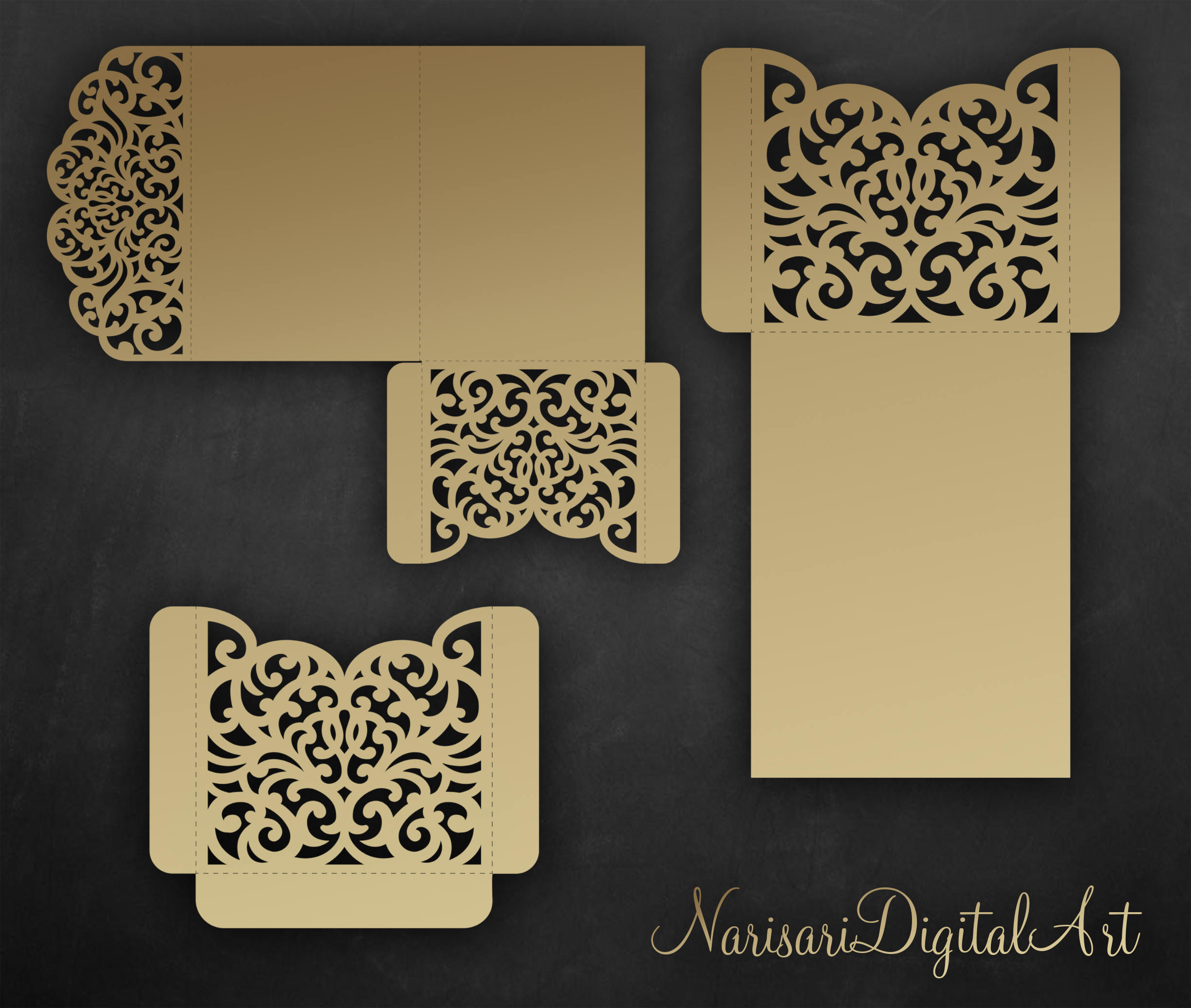 Download Laser cut wedding invitation Set, 5x7, Cricut Template ...