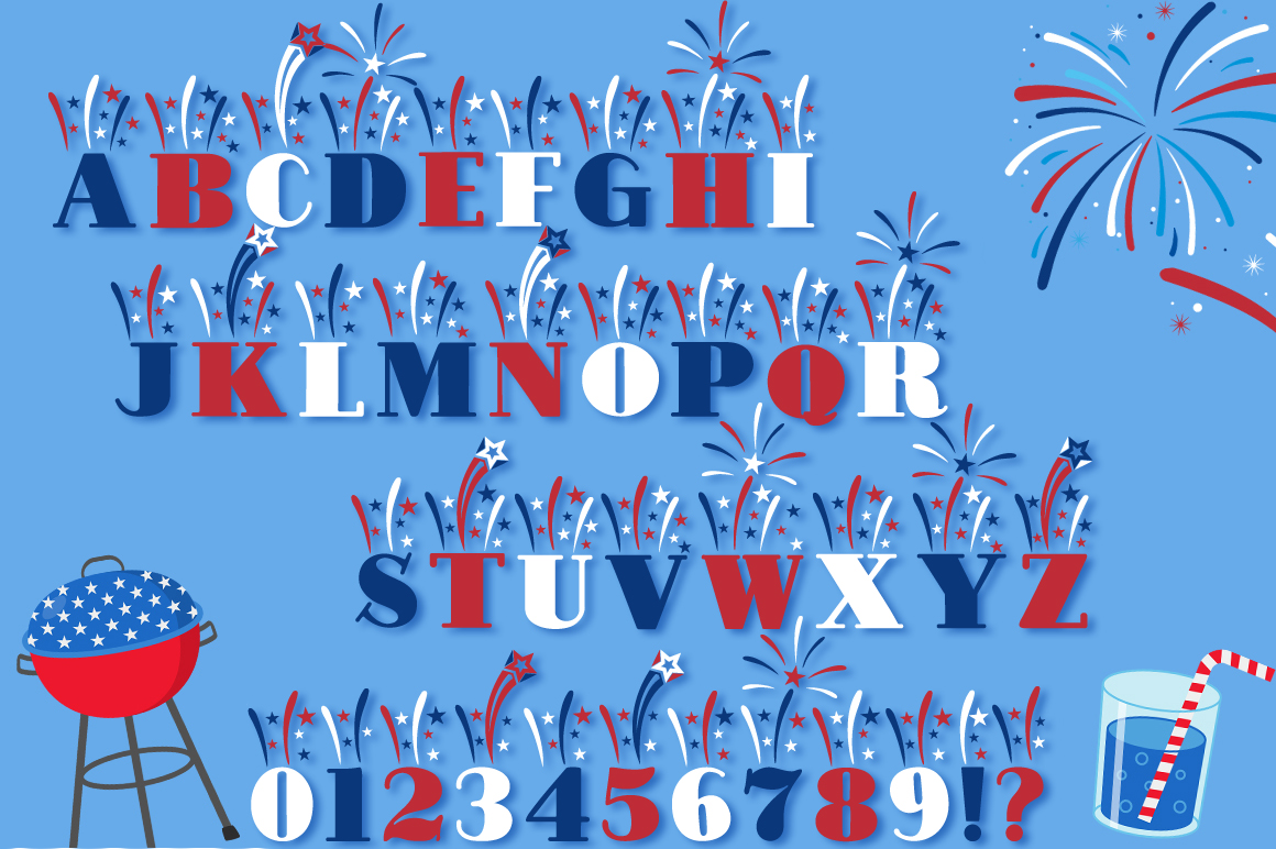 Fireworks 4th of July Font & Bonus Star Studded Font