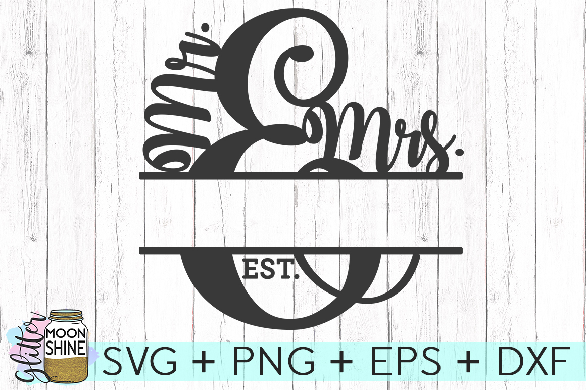 Download Mr. & Mrs. Split Monogram Frame SVG DXF PNG EPS Cutting Files