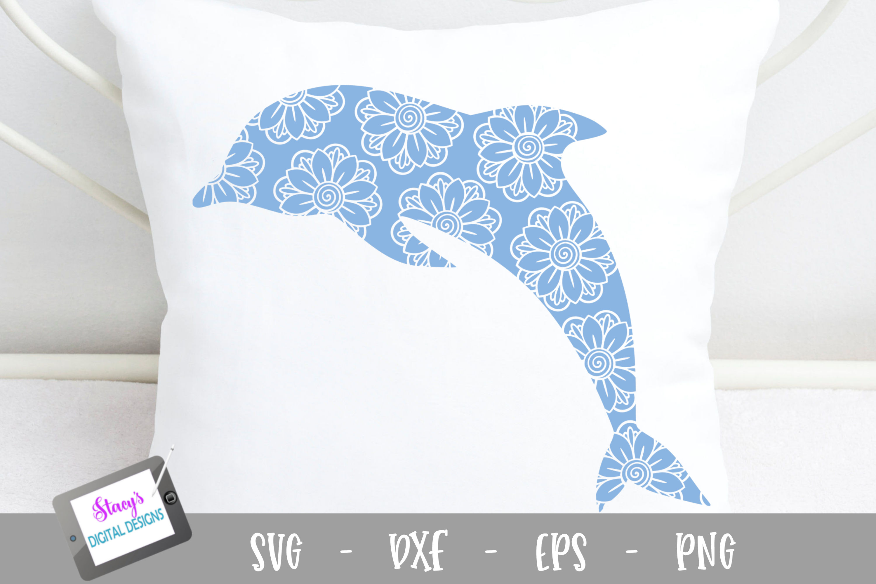 Download Dolphin SVG - Dolphin with floral mandala pattern (478852 ...