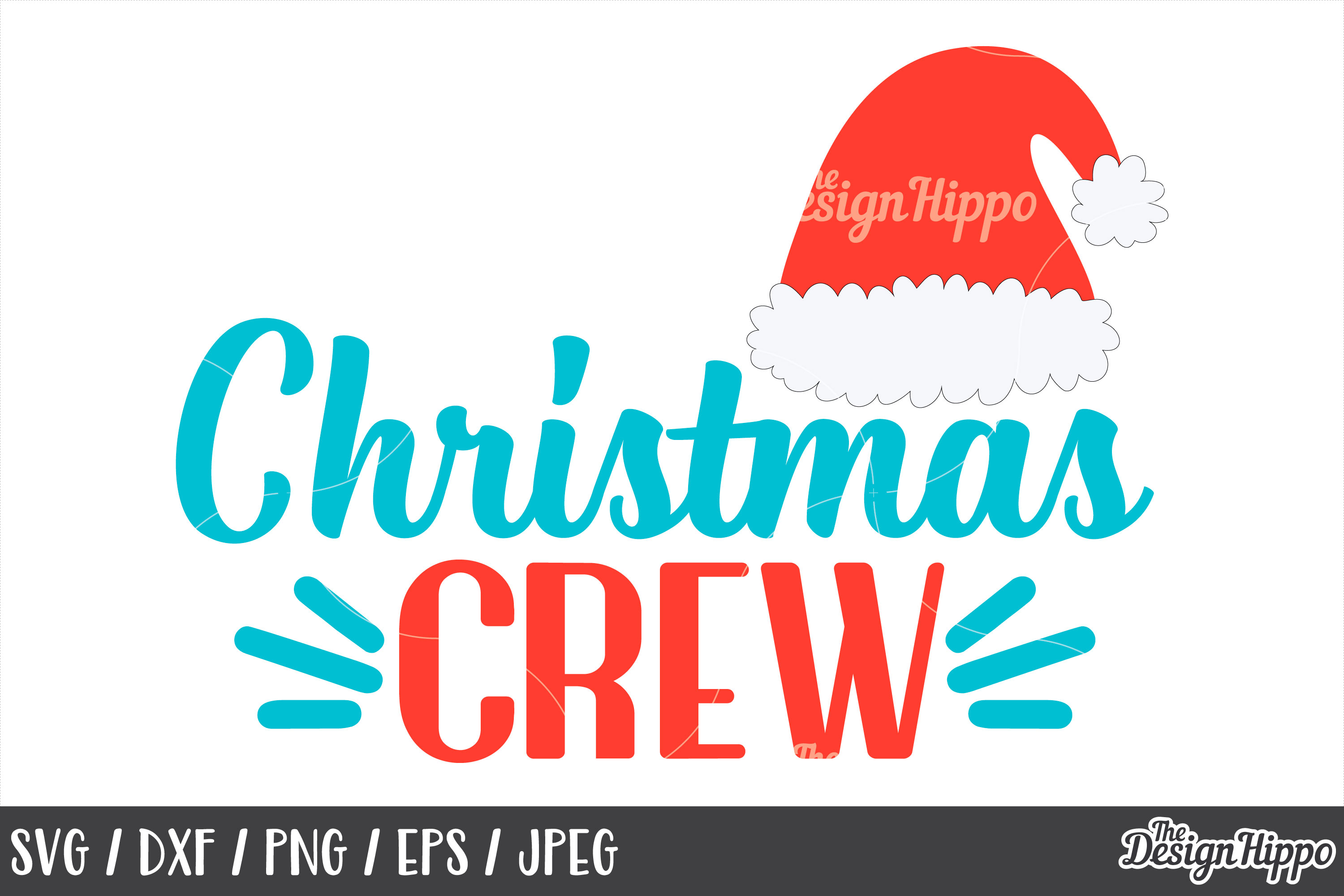 Download Christmas Crew, Santa Hat, SVG, PNG, DXF, Cricut, Cut Files