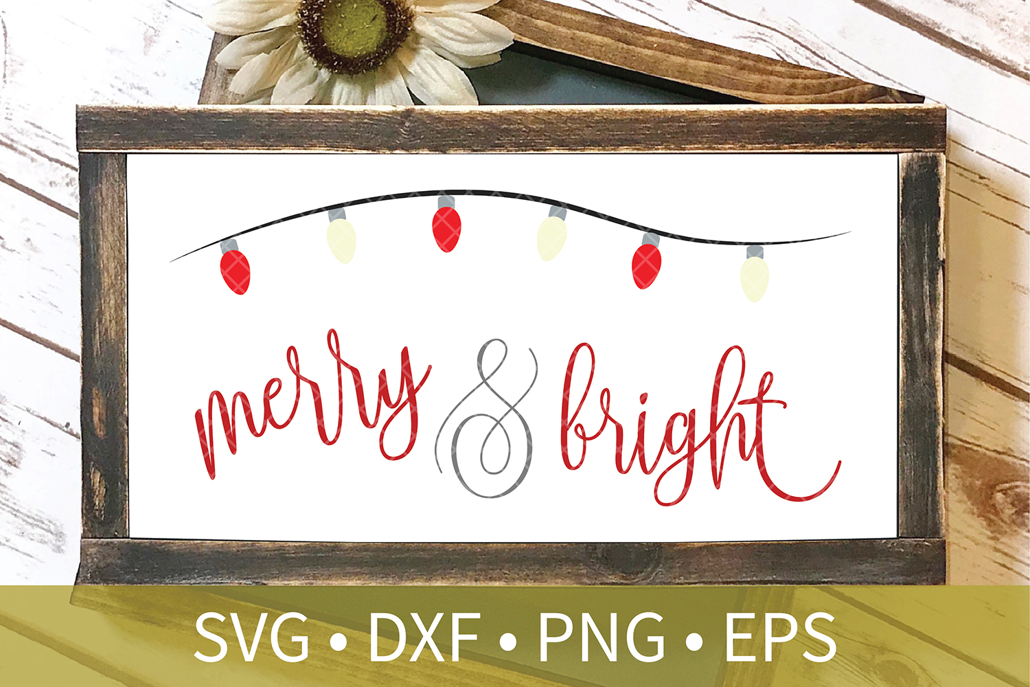 Download Merry and Bright Christmas Lights Sign SVG PNG DXF Cut ...