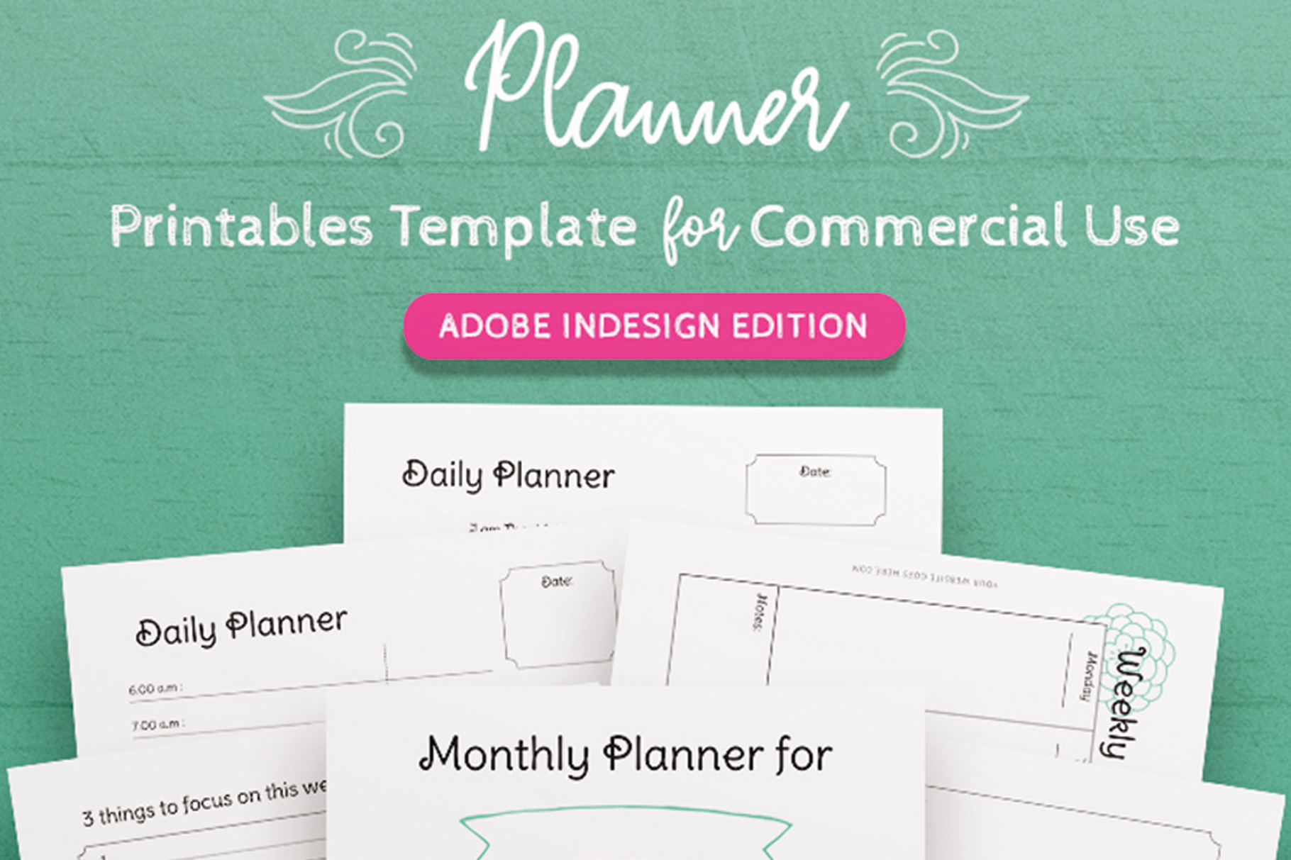 indesign planner template for commercial use planner pages templates