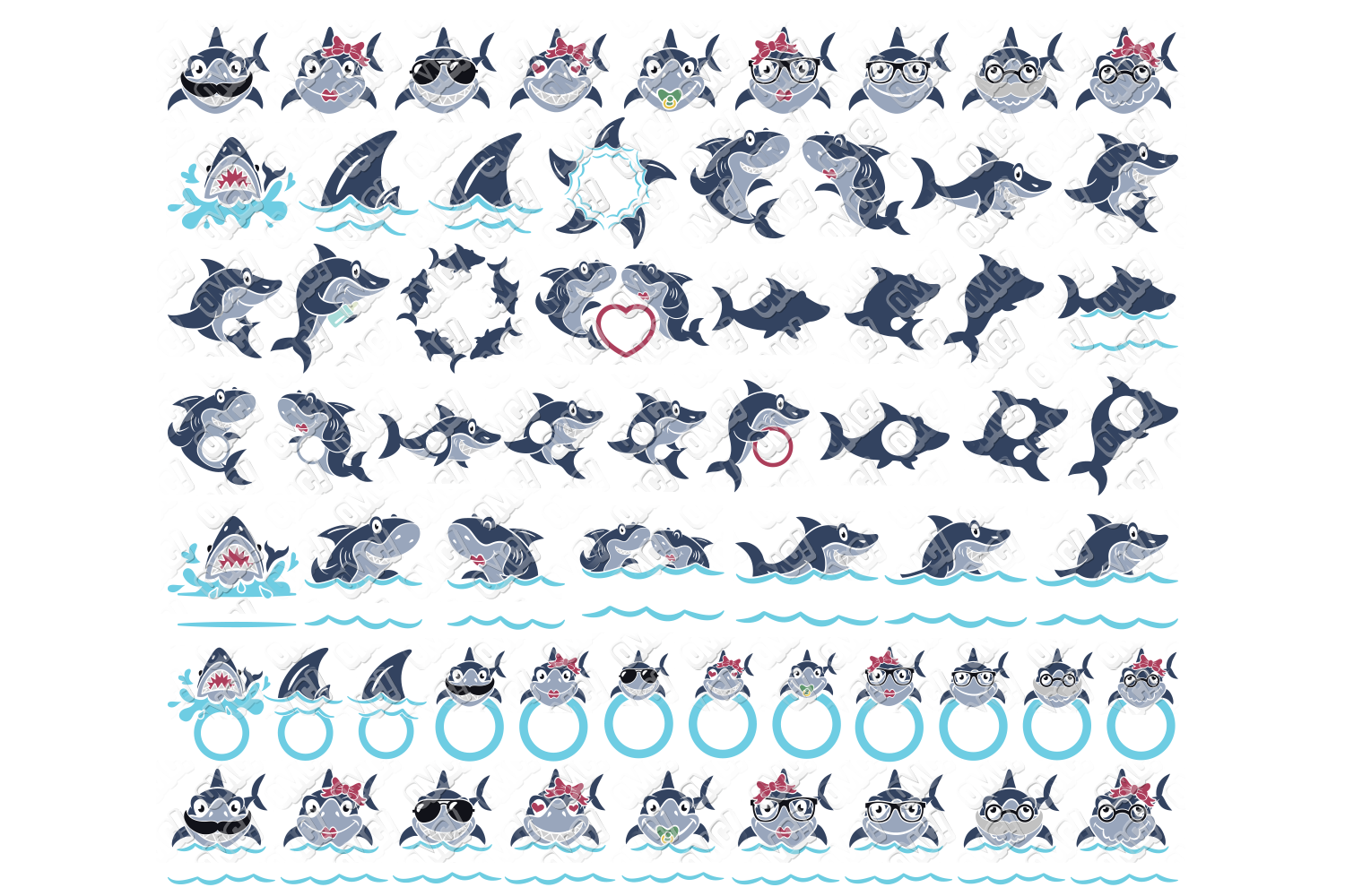 Download Shark SVG Bundle Monogram in SVG, DXF, PNG, EPS, JPEG