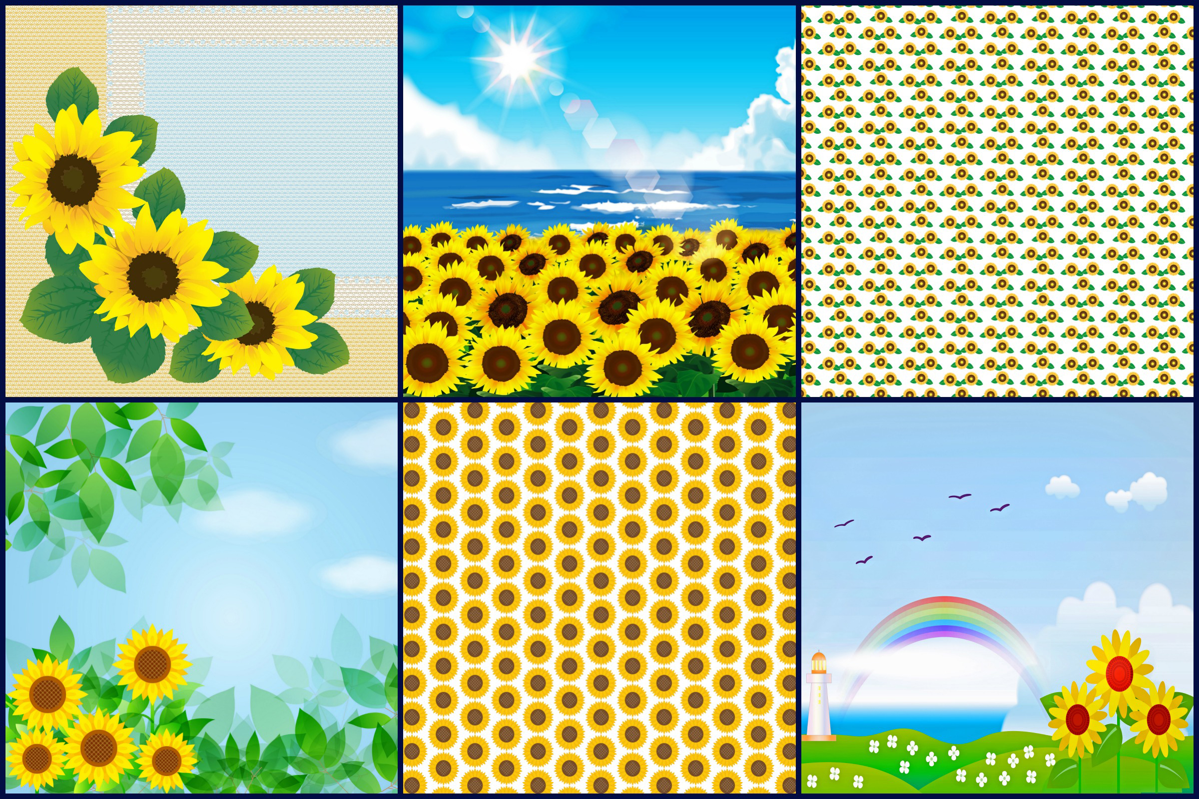 Download Sunflower Patterned & Scenery Digital Papers