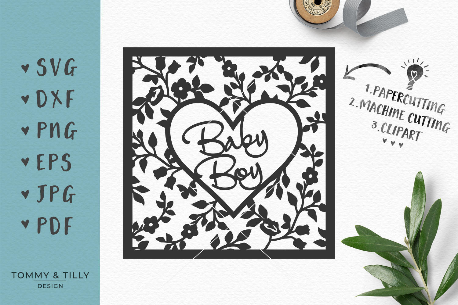 Download Baby Boy Heart Frame - SVG DXF PNG EPS JPG PDF Cutting File