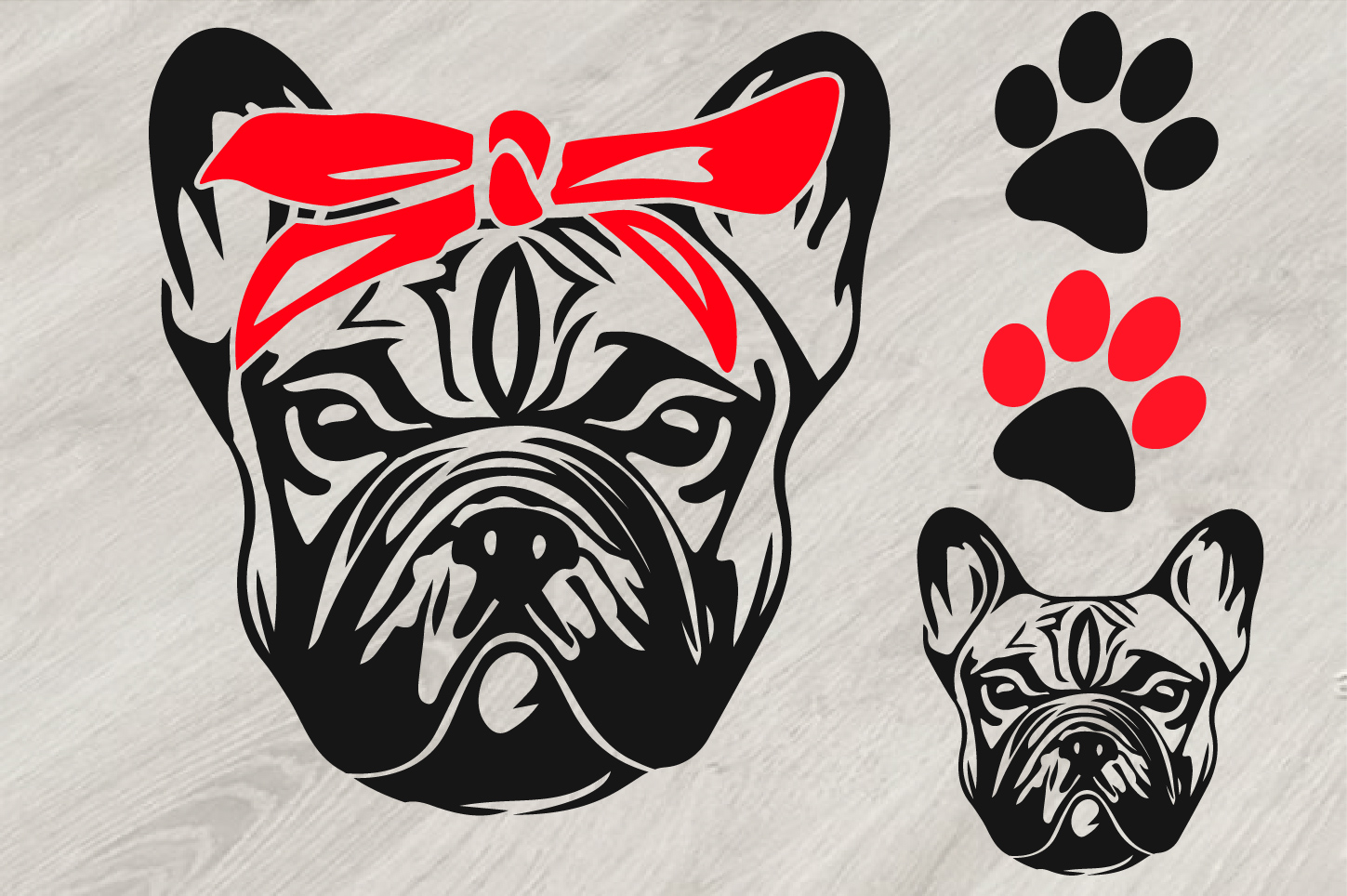 French bulldog SVG, cute Head face Dog paw, Family Pet 818S (91562