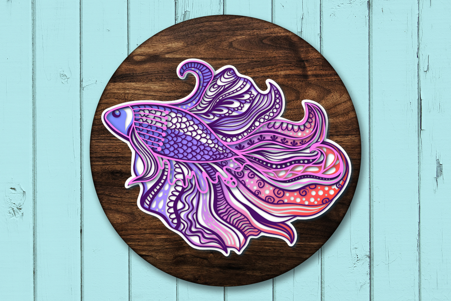 Download 3D Zentangle Fish | 3D Papercut SVG (530850) | Paper ...