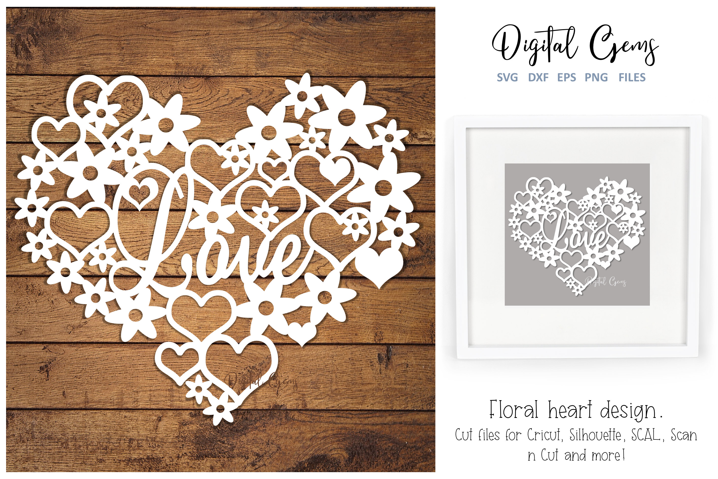 Love heart paper cut design. SVG / DXF / EPS / PNG files (270537