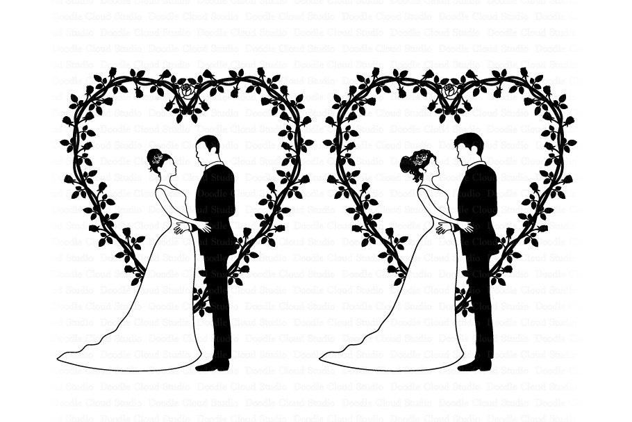 Wedding Couples SVG, Bride and Groom SVG, Wedding Hear PNG.