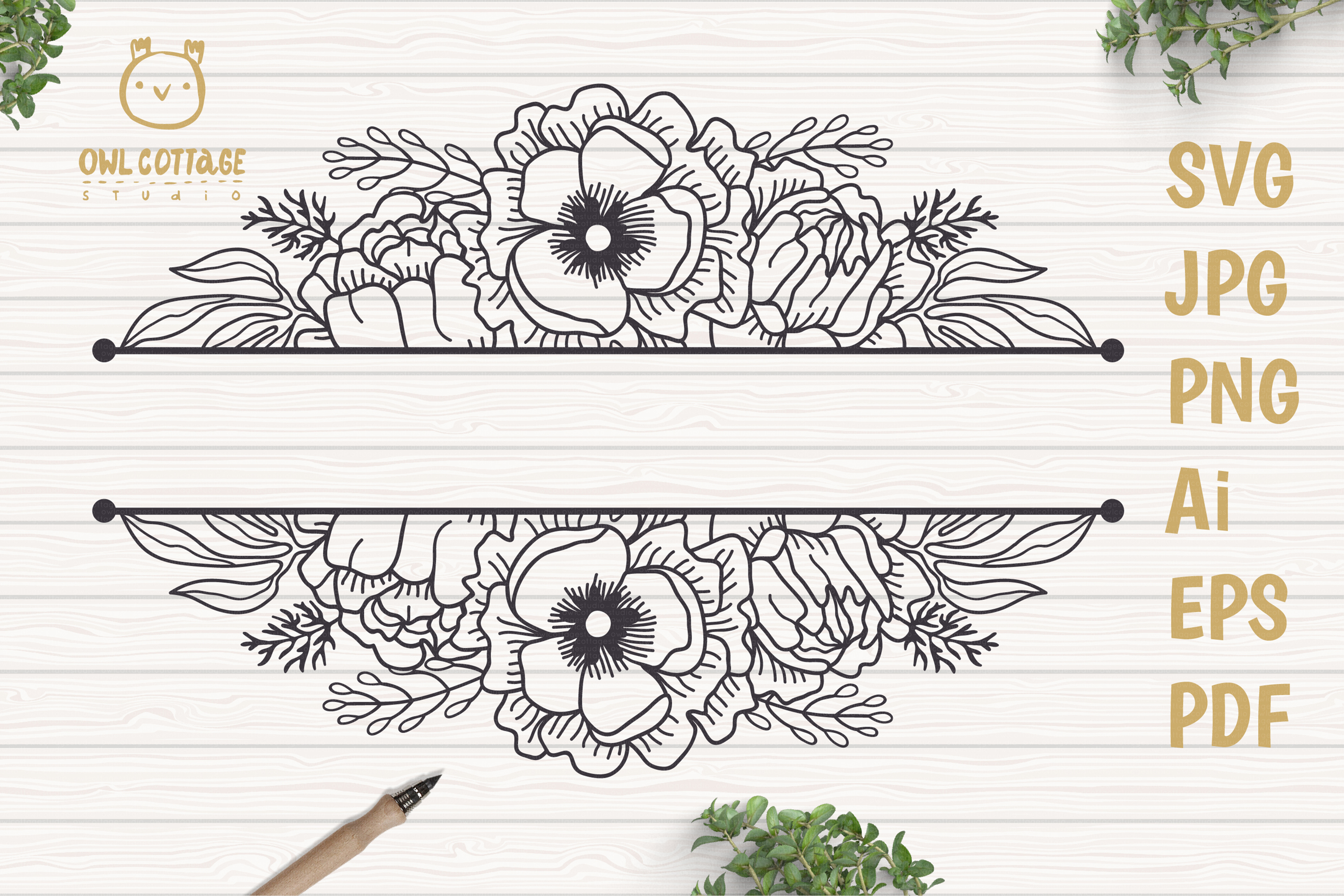 Download Flower Border SVG, Peonies Border SVG File, Wedding Flowers