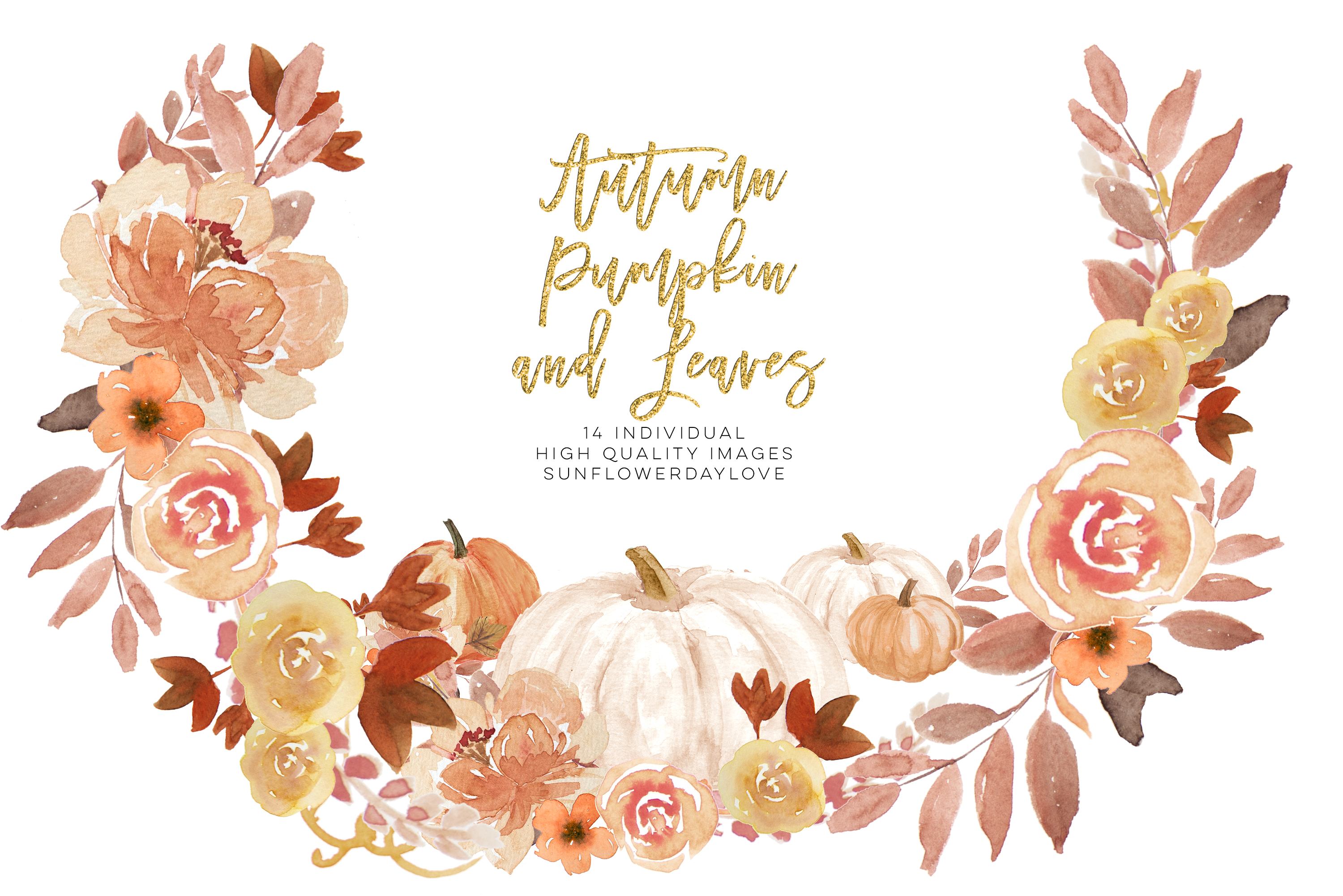 Download Autumn Wreath Pumpkin and leaves clipart