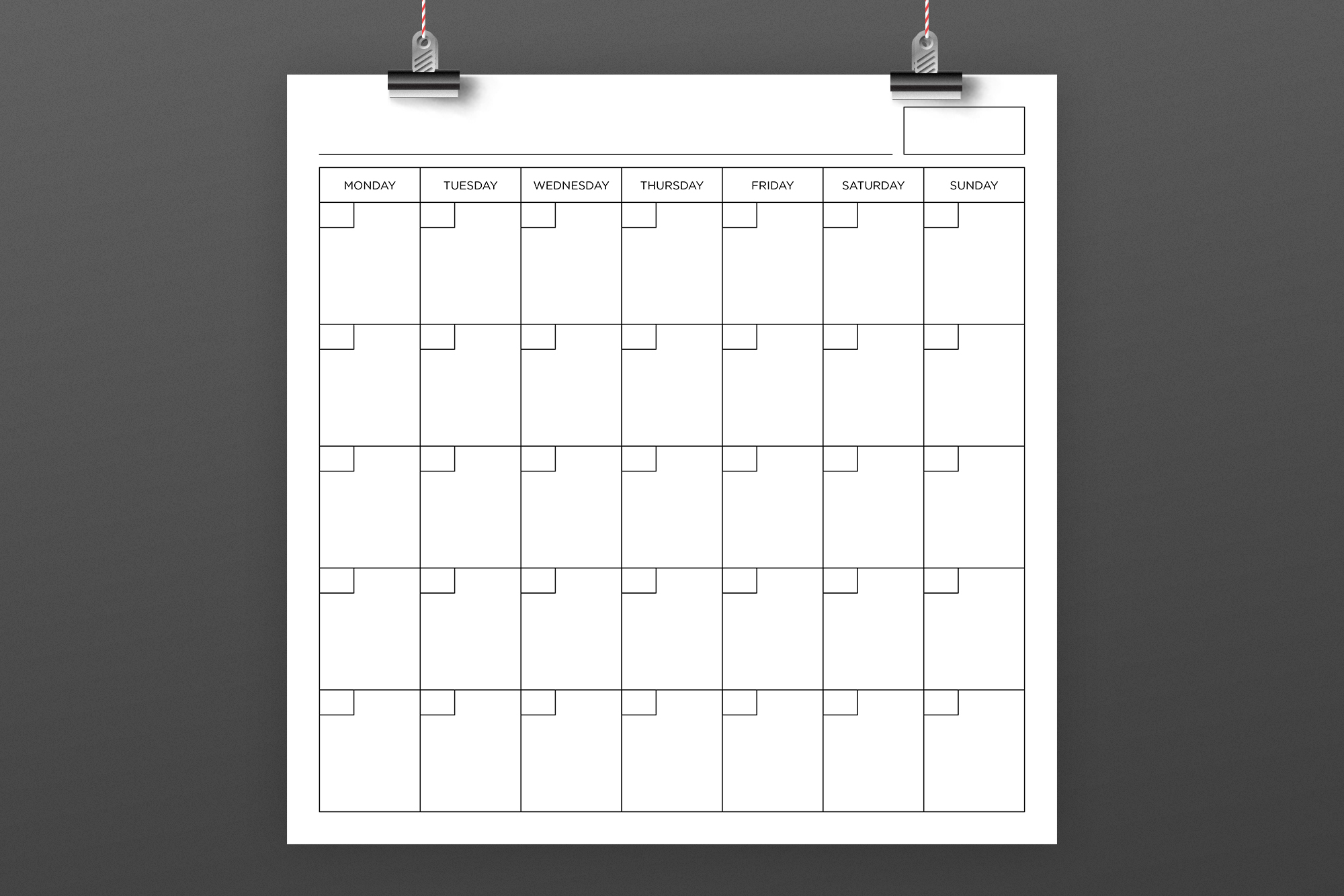 Blank Calendar Page Template Set