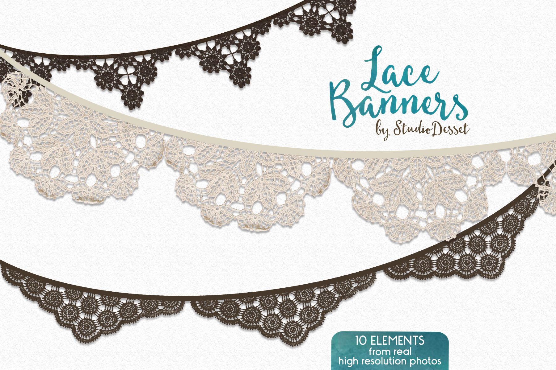 Lace Banners 10 Realistic Doily Cliparts