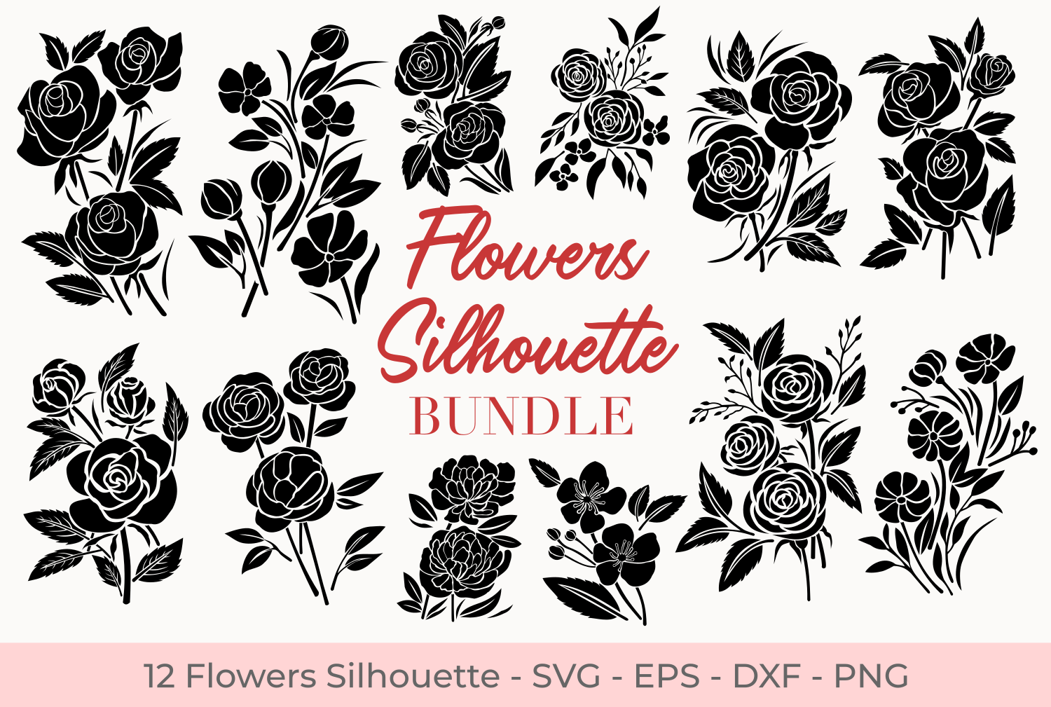 Flower Svg Bundle Flower Clip Art Flower Silhouette Cut Files By | The ...
