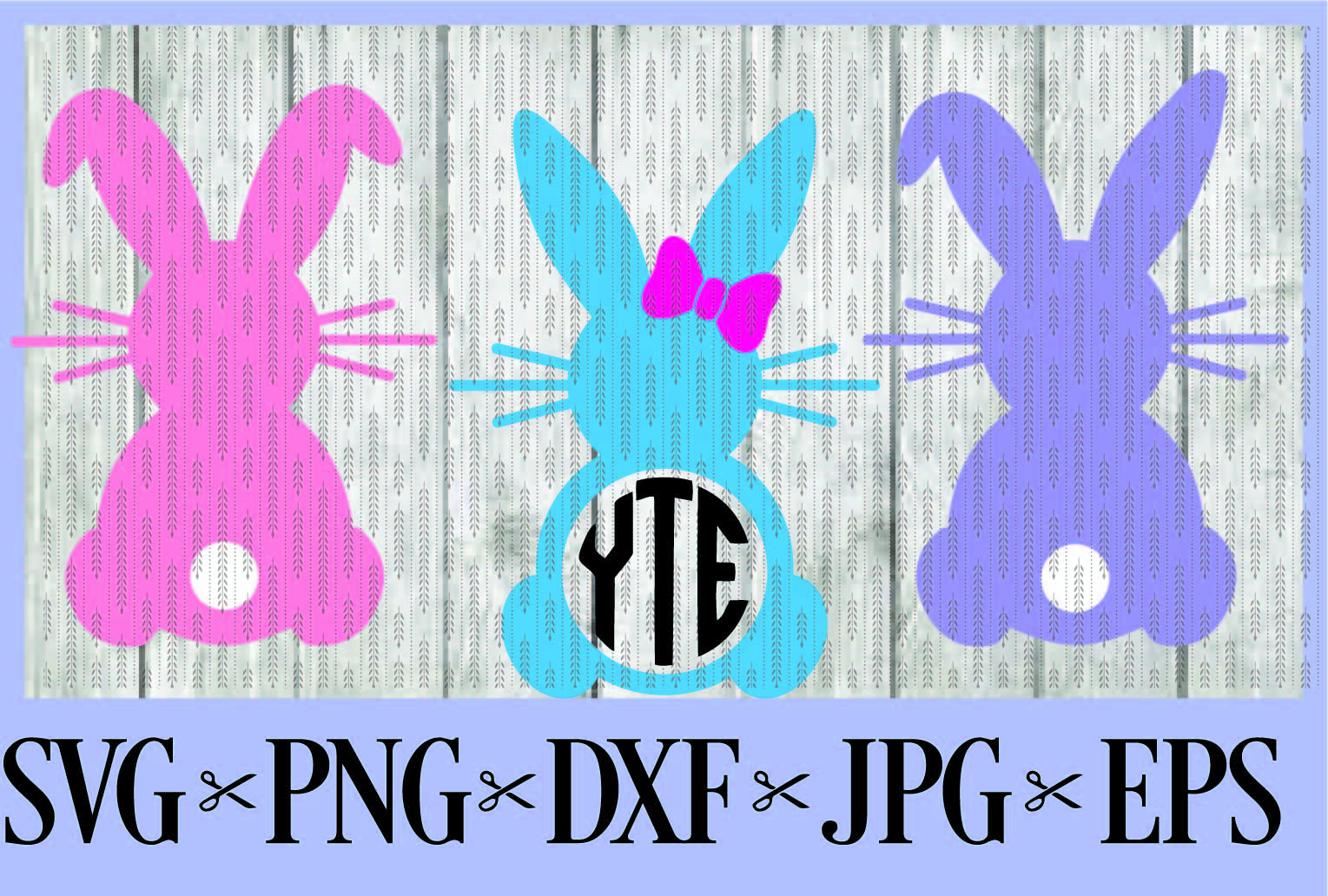 Download Easter Bunny silhouette and Monogram frames - SVG, PNG DXF, EPS, JPG Multiple files