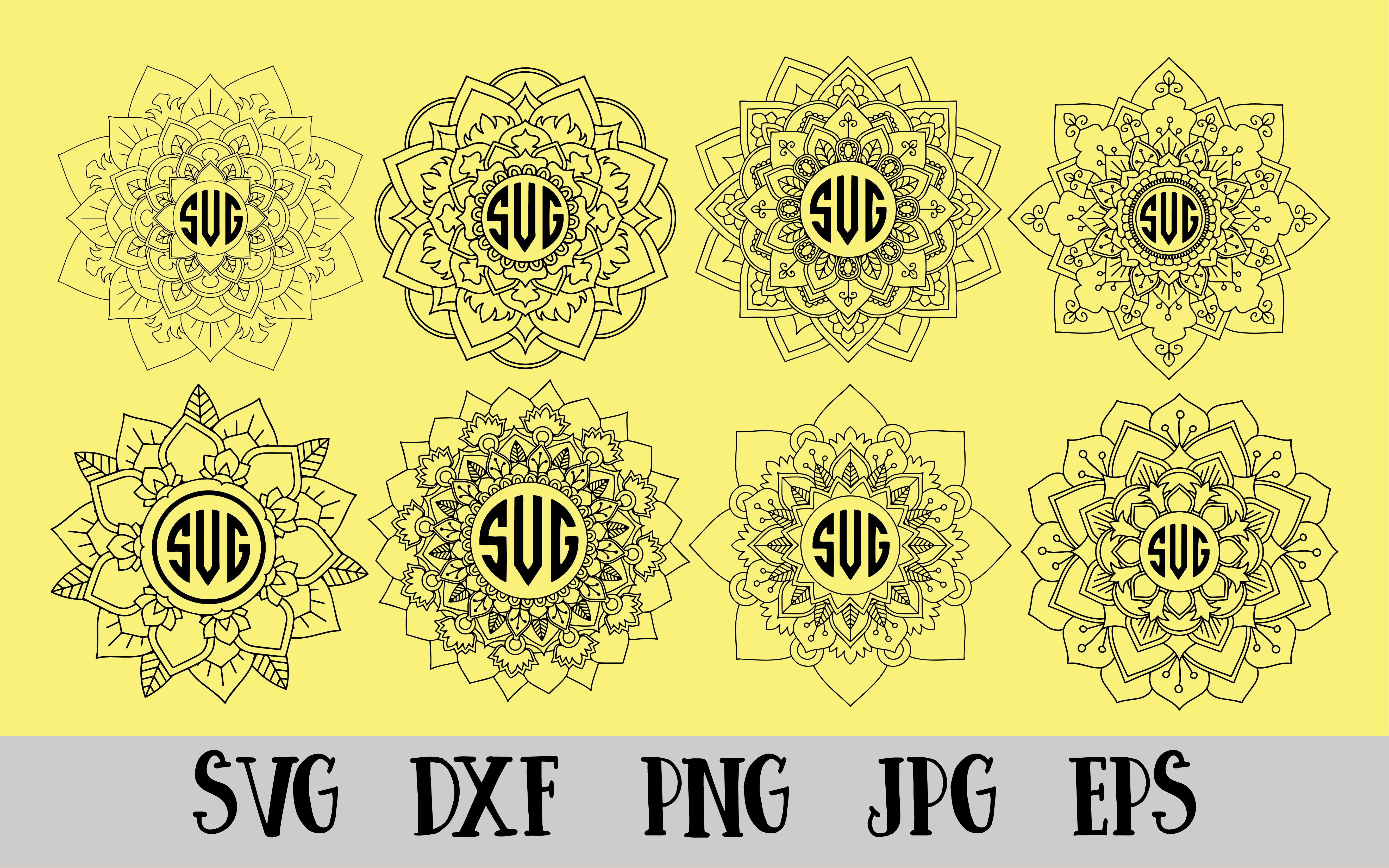 Download 8 Mandala svg Mandala Vectors Svg Dxf Png Jpg Eps (70359 ...