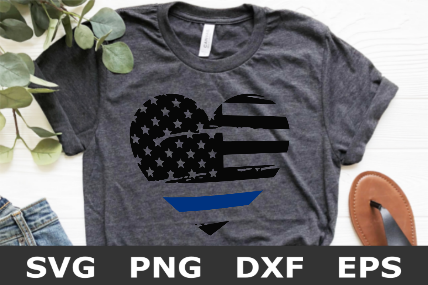 Thin Blue Line Flag Heart An Occupation Svg Cut File