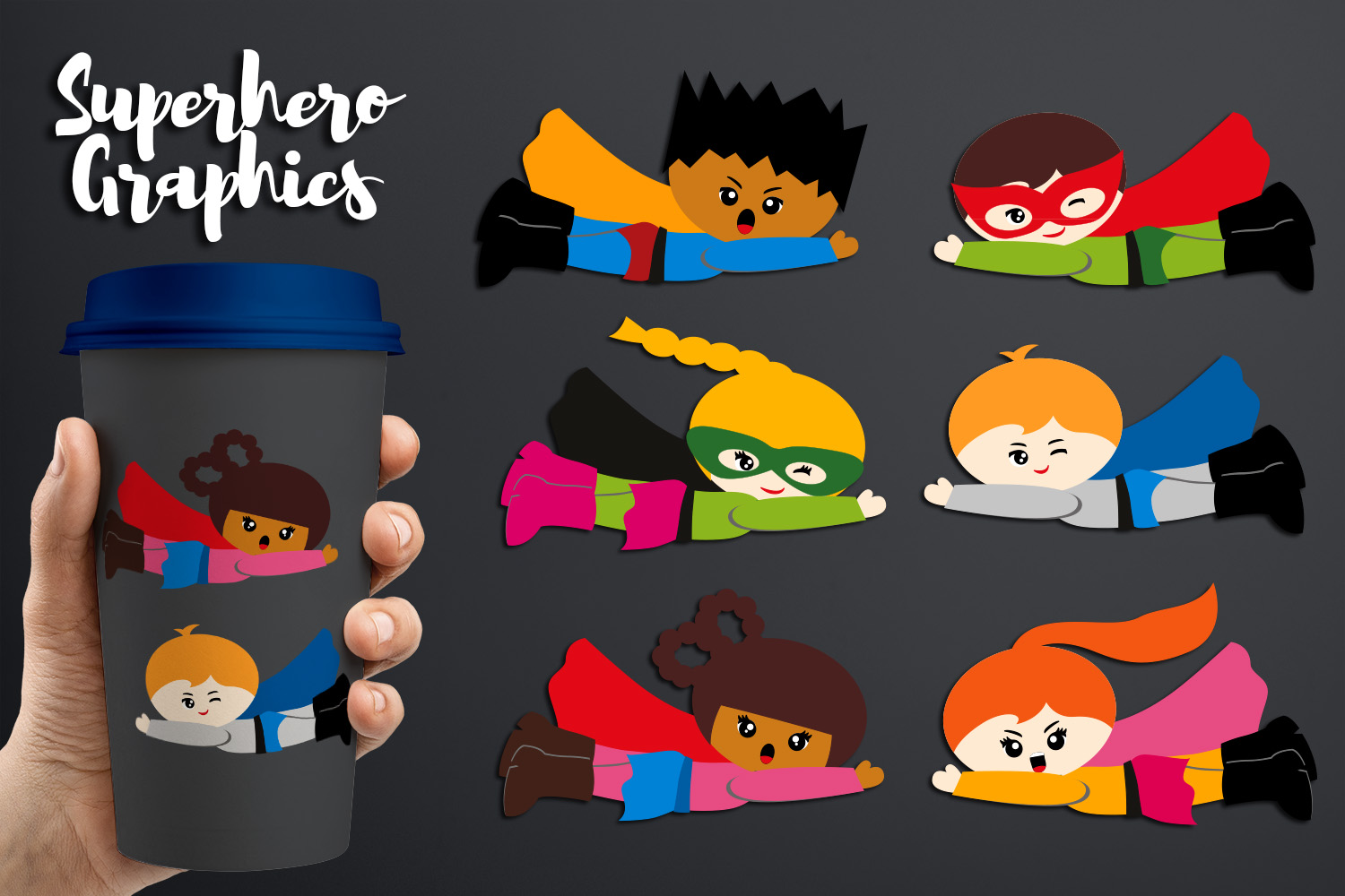 Flying Superhero With Emotion Clipart Boys Girls Graphics