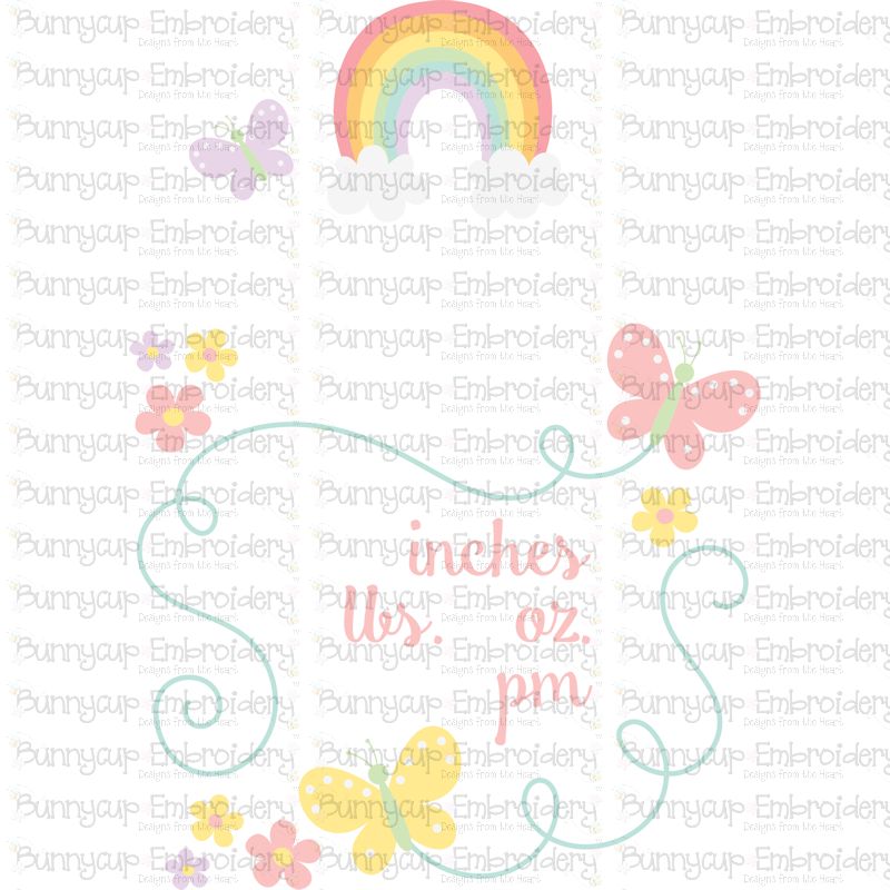 Download Rainbow and Butterflies Birth Announcement - SVG, Clipart