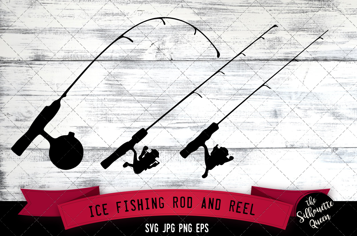 Download Ice Fishing Rod and Reel Silhouette Vector (282083) | Illustrations | Design Bundles