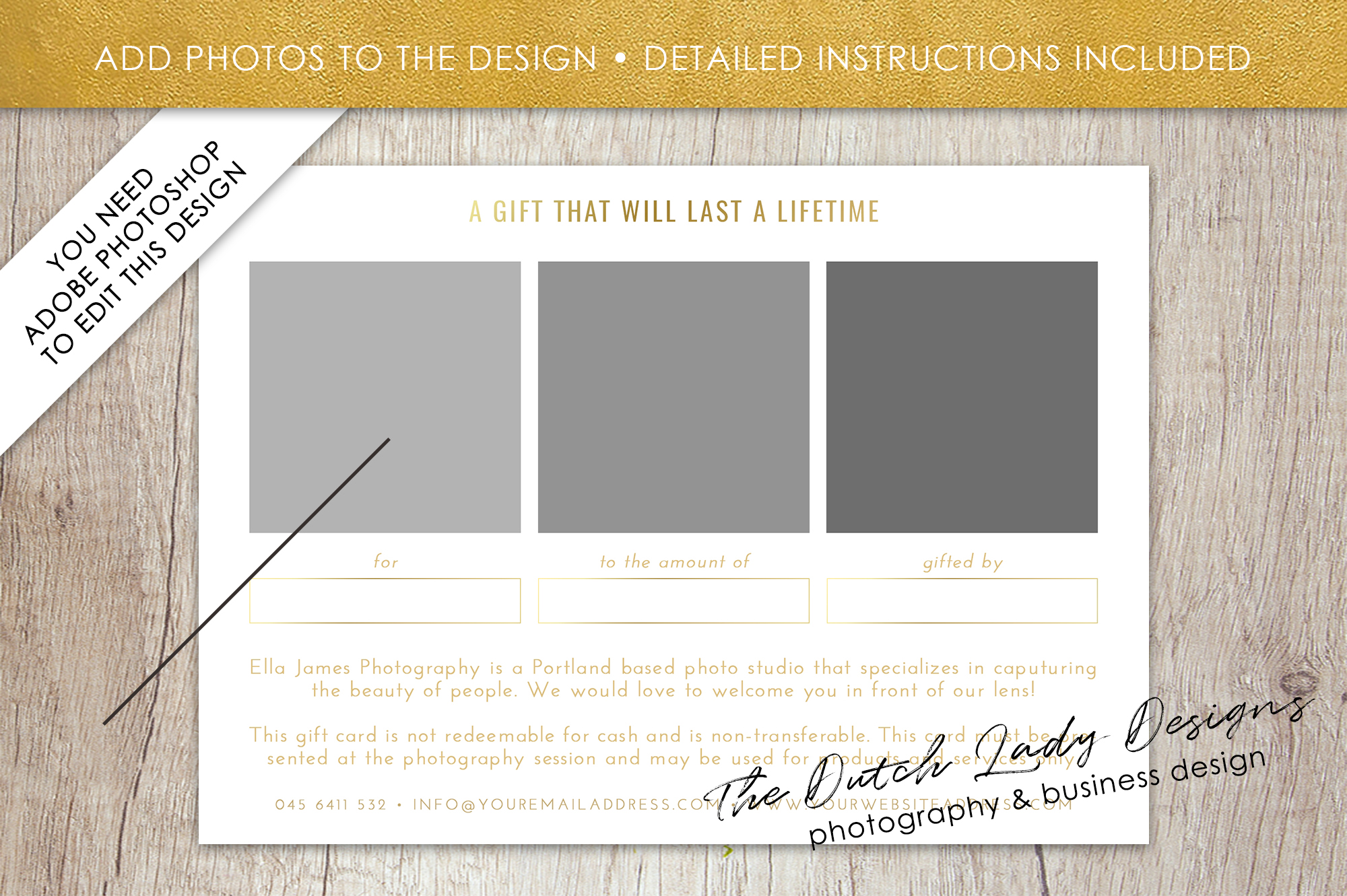 Photo Gift Card Template for Adobe Photoshop - Layered PSD ...