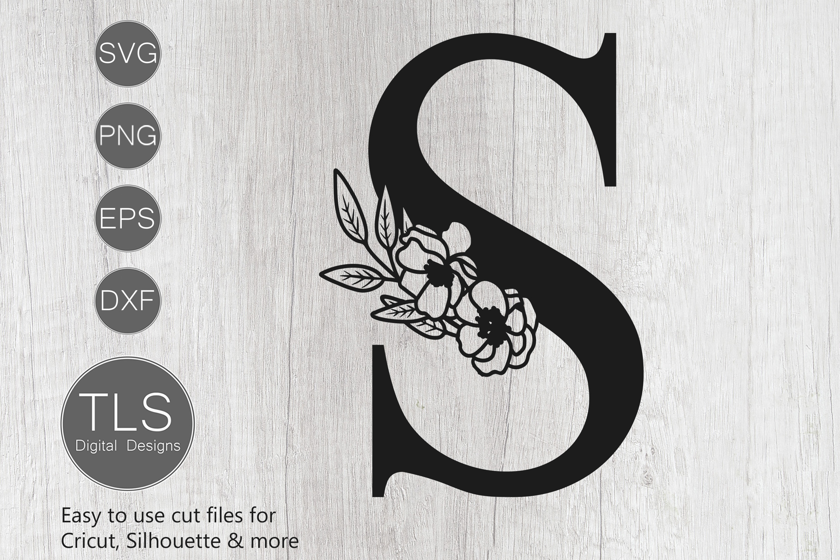 Download Floral Letter S SVG File, Letter S SVG, Flower Letter SVG