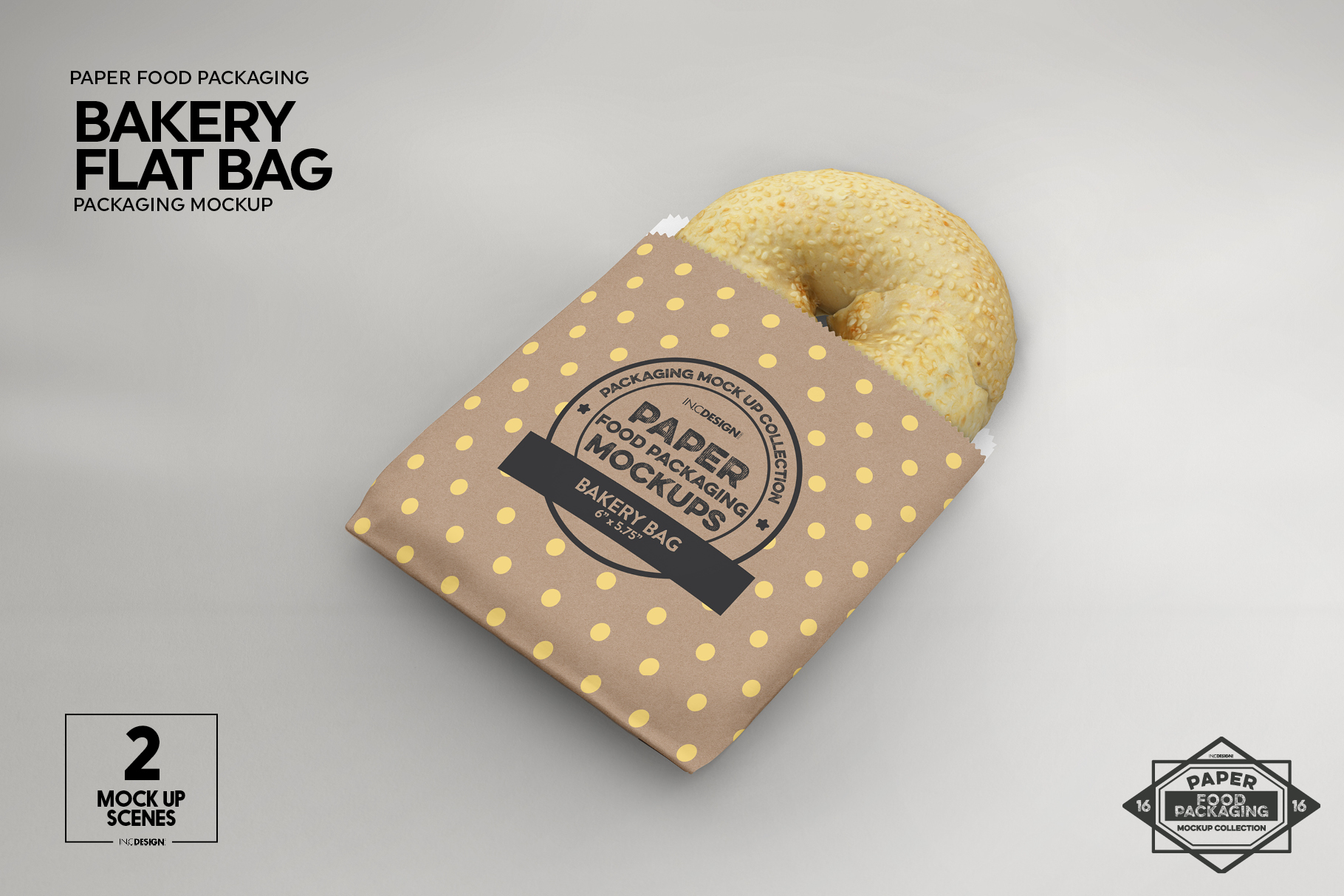 Download Paper Bakery Flat Bag Packaging MockUp