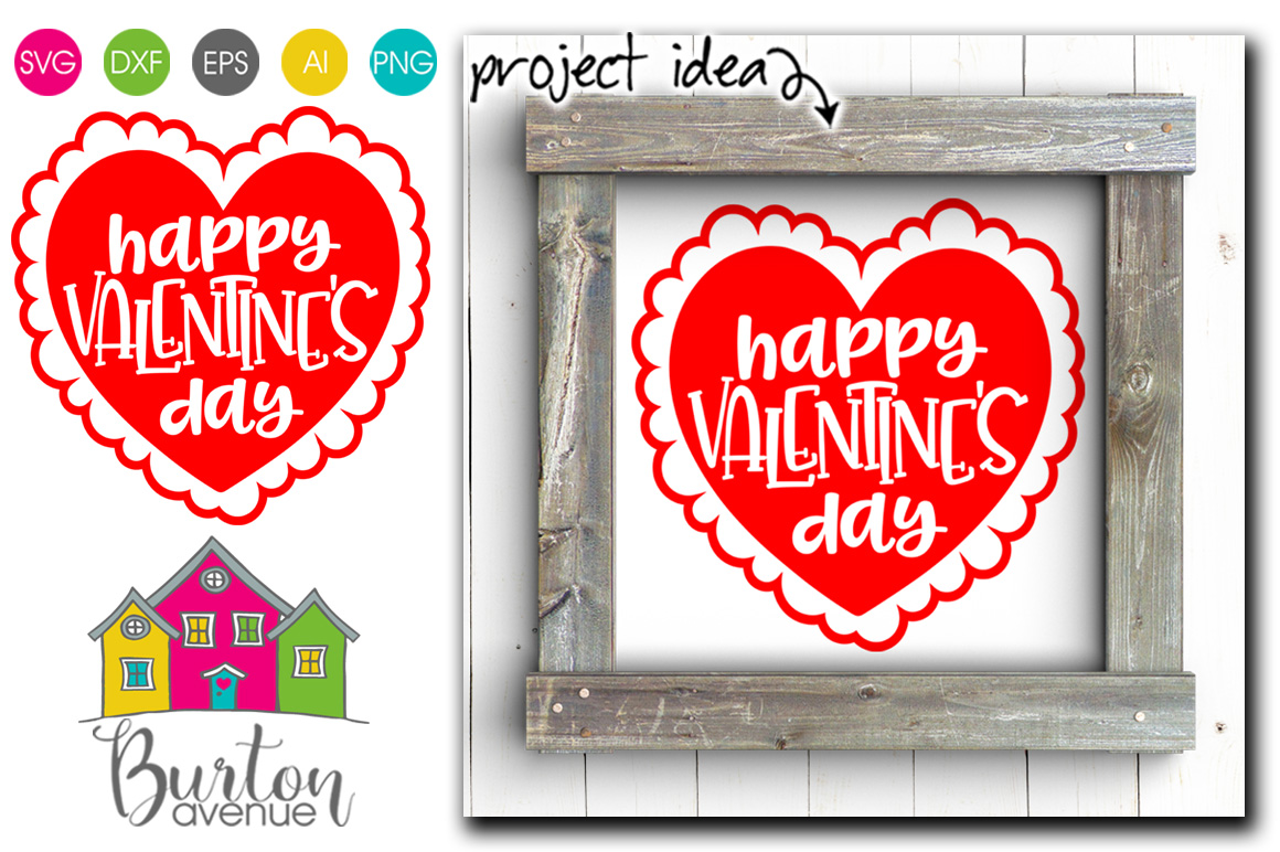 Happy Valentine's Day in Heart SVG File (196733) | SVGs | Design Bundles