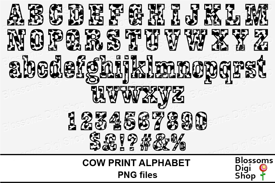 Download Cow Print Alphabet Clipart