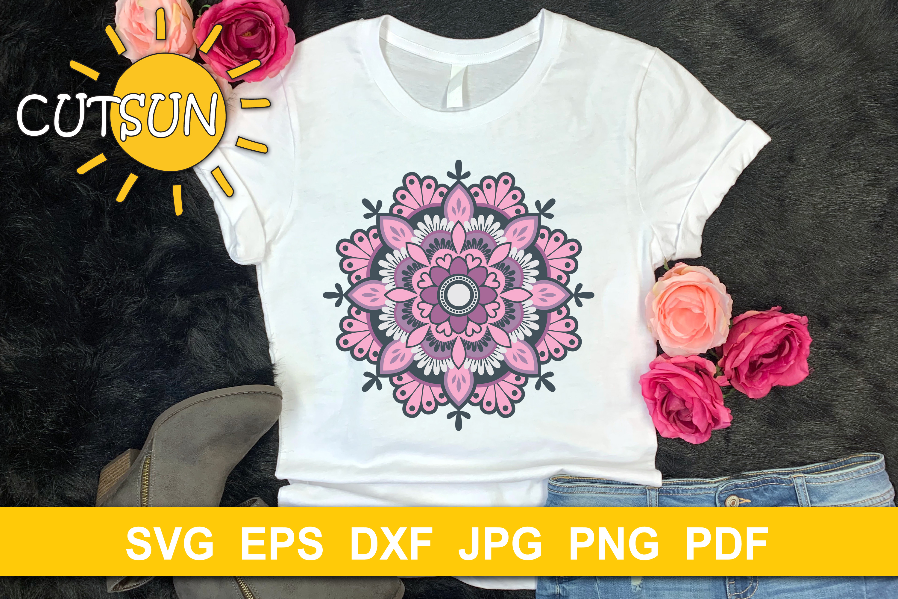 Download Mandala SVG | Layered Mandala with hearts cut file 15 layers