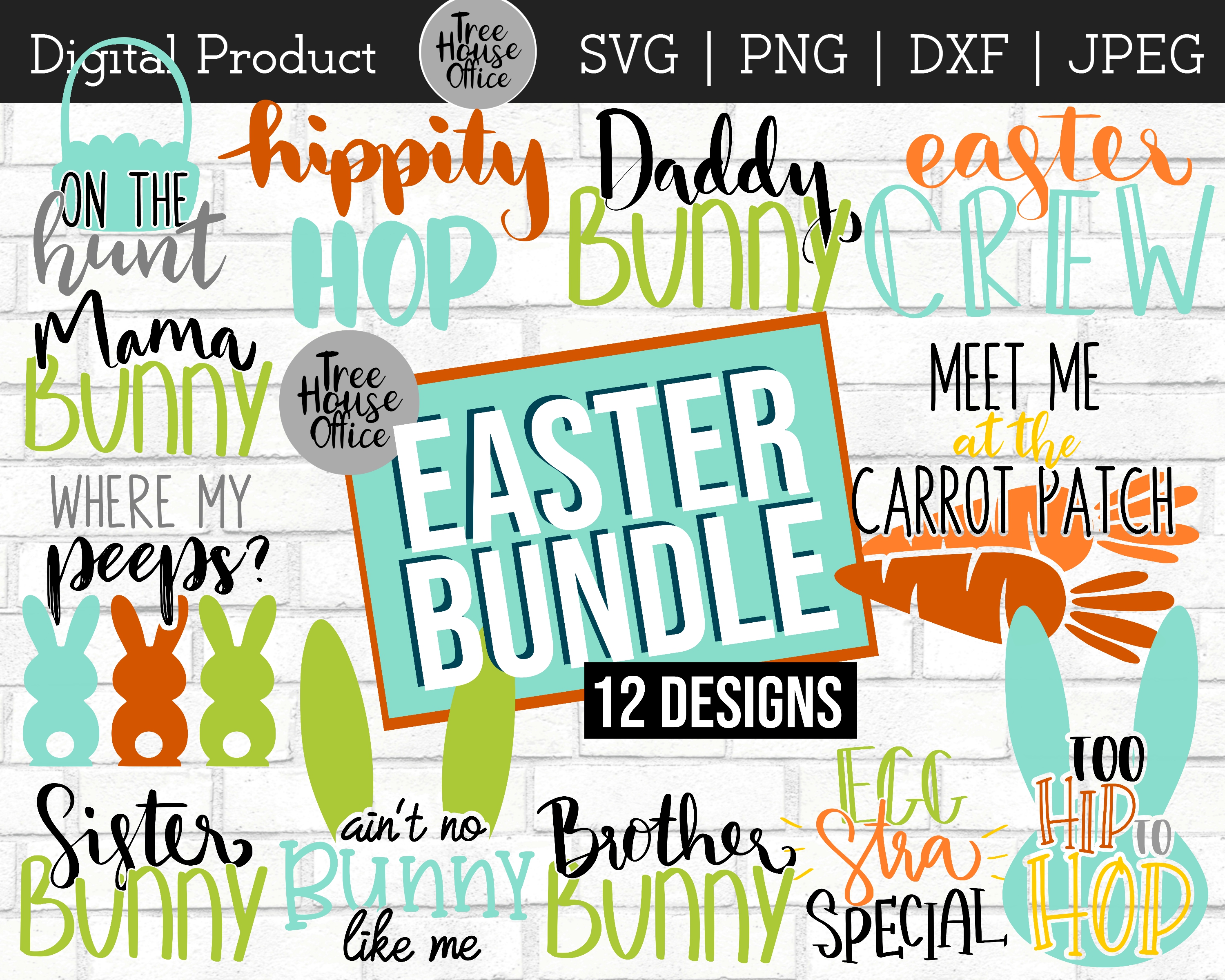 Download Easter Bundle, Bunny Hop, Happy Easter SVG, PNG JPEG DXF ...