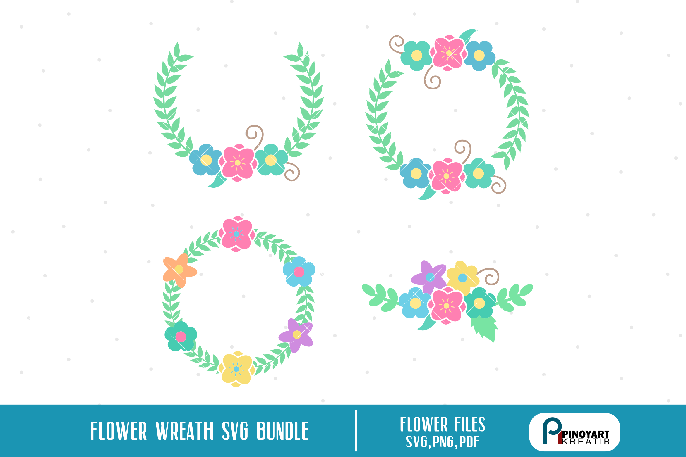 Download flower svg, flower svg file, wreath svg, wreath svg file (90556) | Monograms | Design Bundles