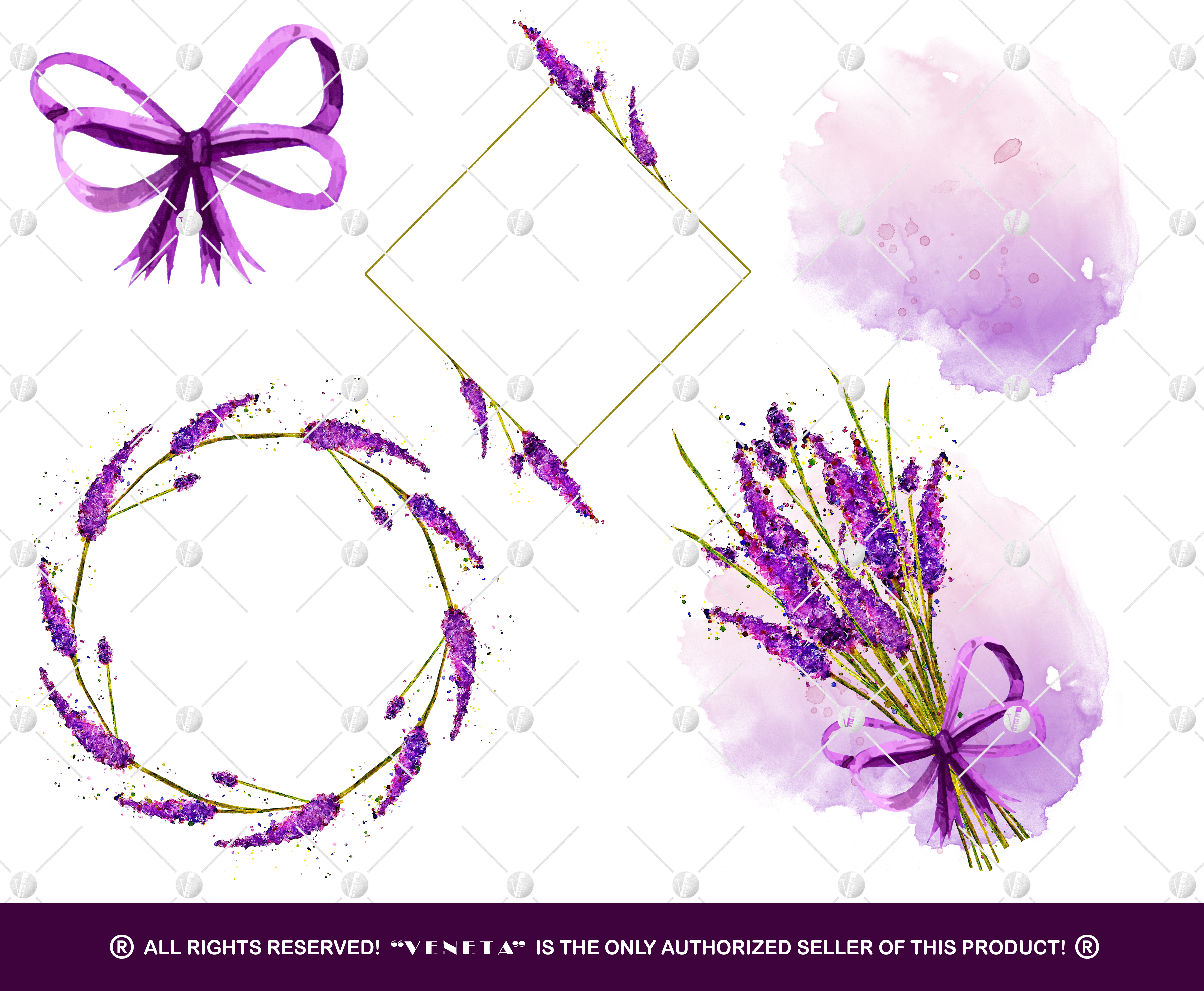 lavender watercolor clipart collection printable purple