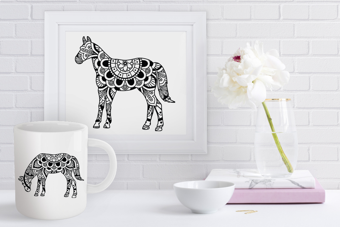 Horse Mandala Cut Files SVG, Horse Mandala Clipart.