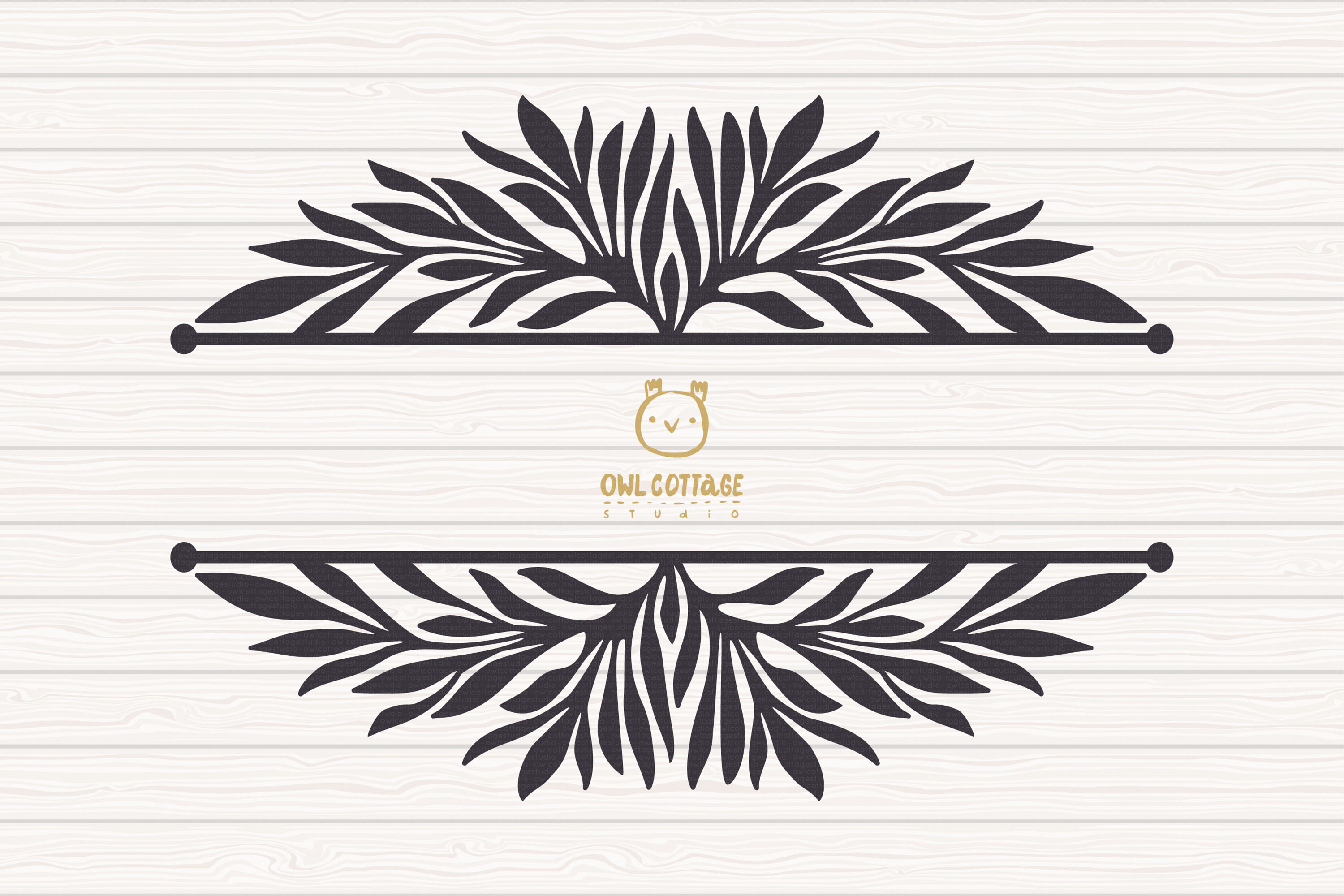 Download Laurel Leaf Split Border SVG, Floral Monogram, Wedding Sign (386665) | Cut Files | Design Bundles