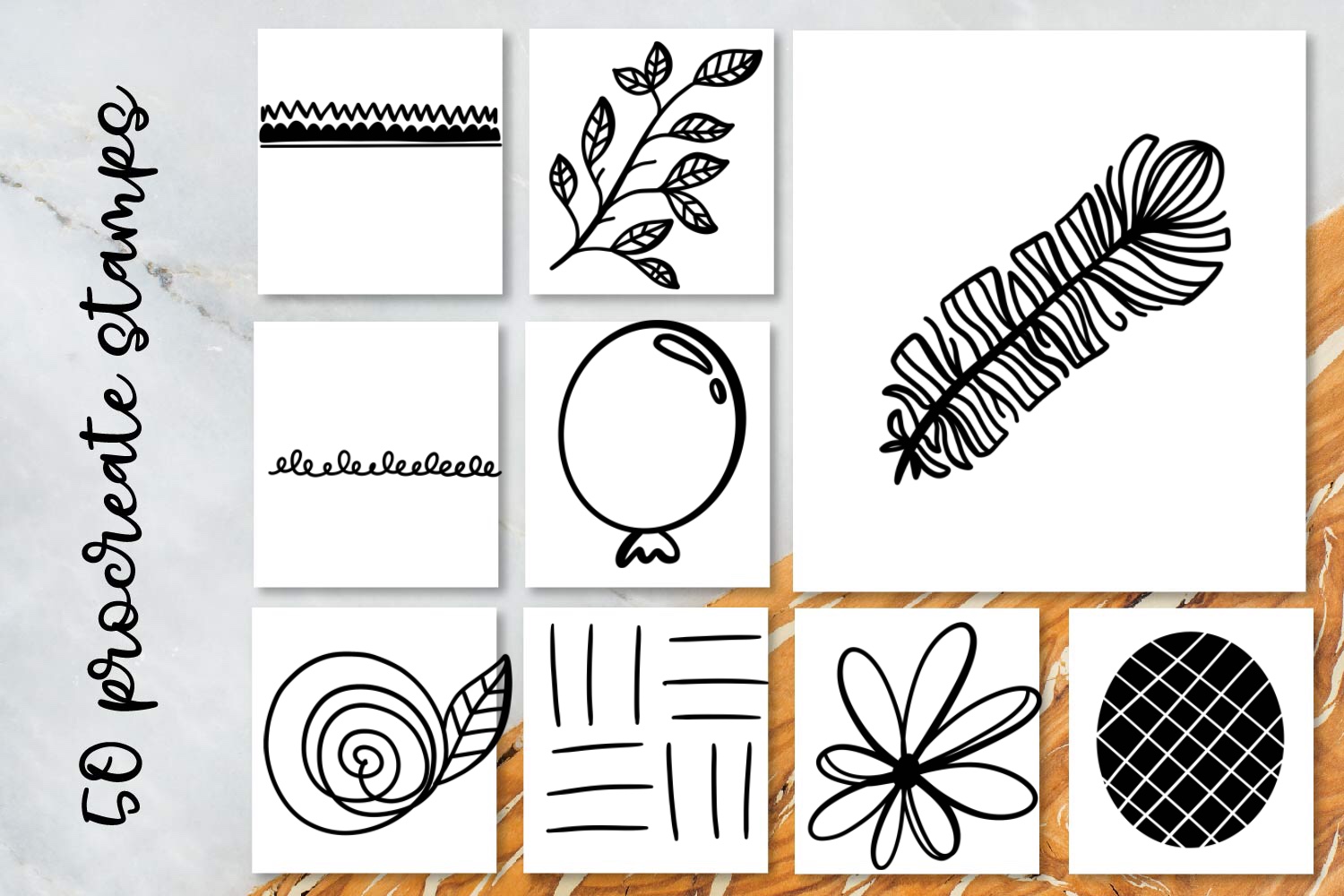 Procreate Stamp Brush Kit 50 Procreate Stamp Brushes!