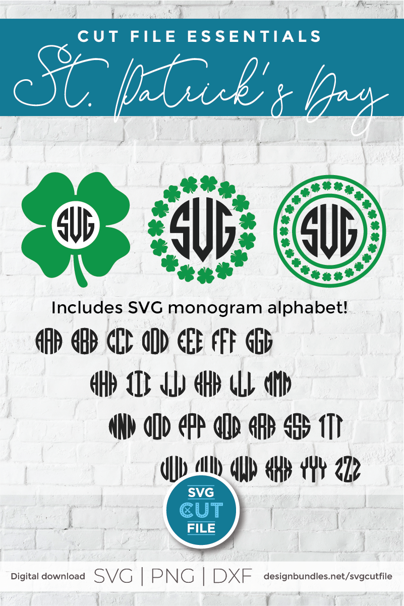 Download Shamrock or 4-leaf clover monogram - a St. Patrick's day svg