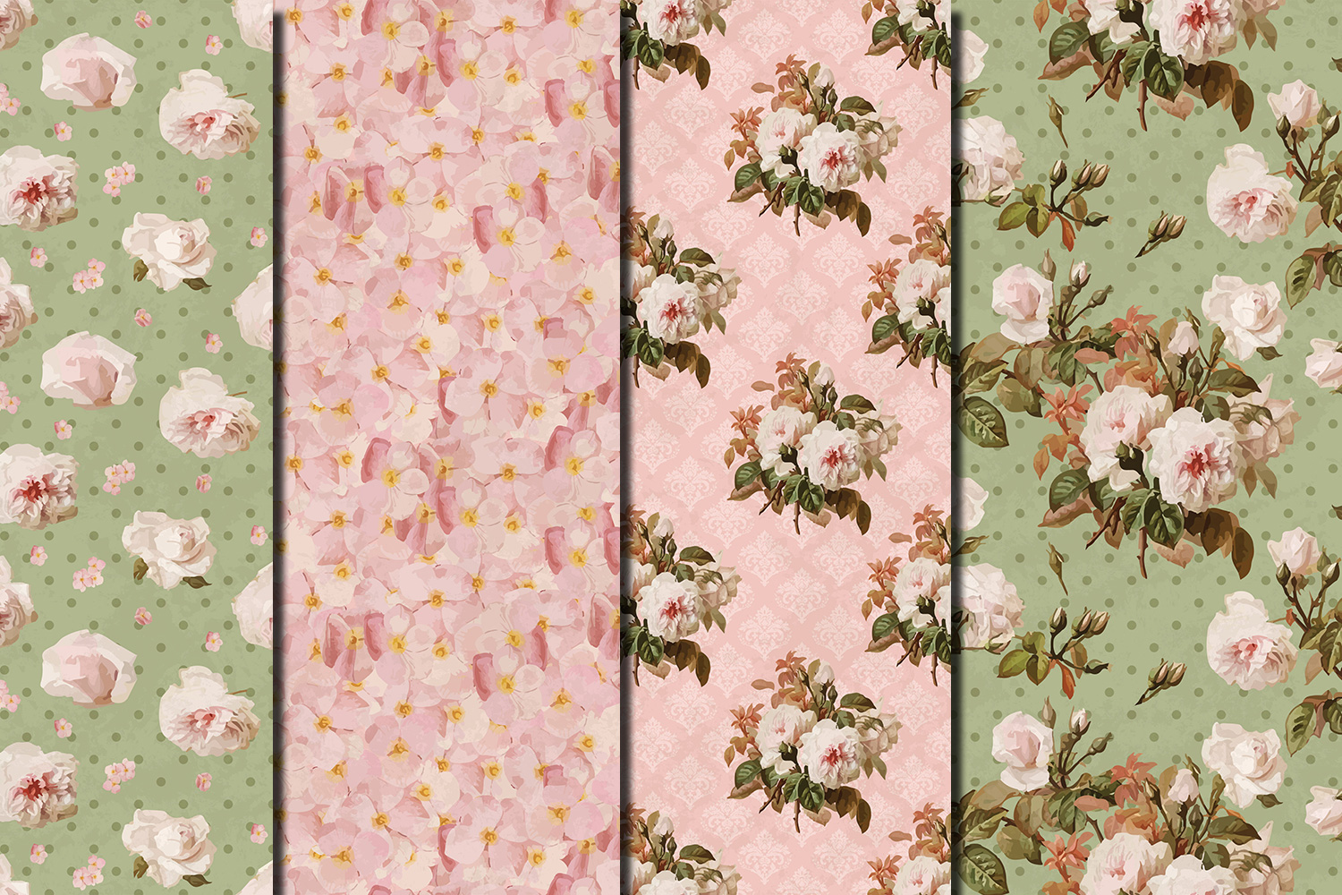 Shabby Chic Pink Roses Seamless Digital Paper Pack 132768 Backgrounds Design Bundles 4216