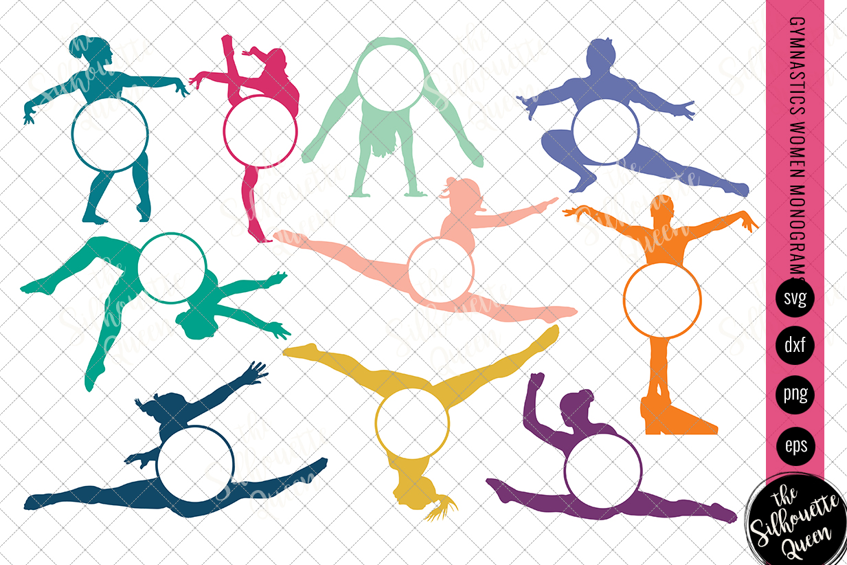 Download Gymnastics Svg Monogram, Circle Frames, Cuttable Design