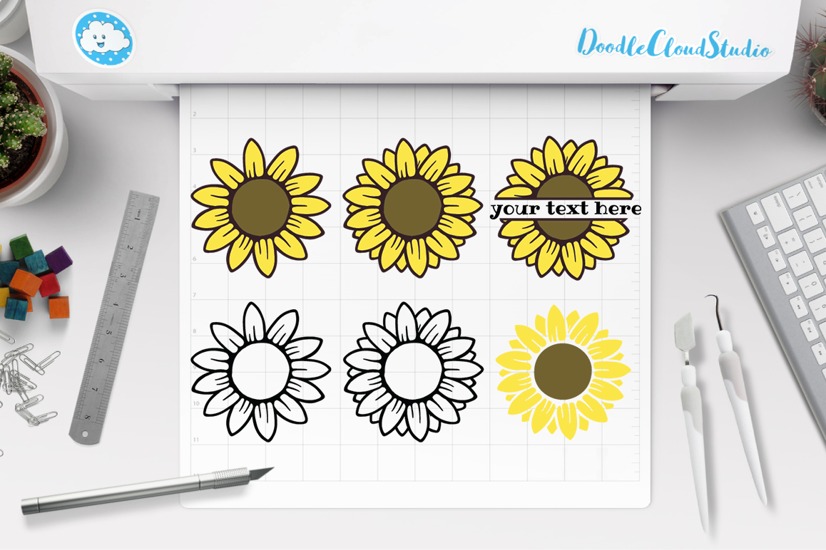 Download Sunflower SVG, Sunflower Monogram, Split Monogram, Clipart.