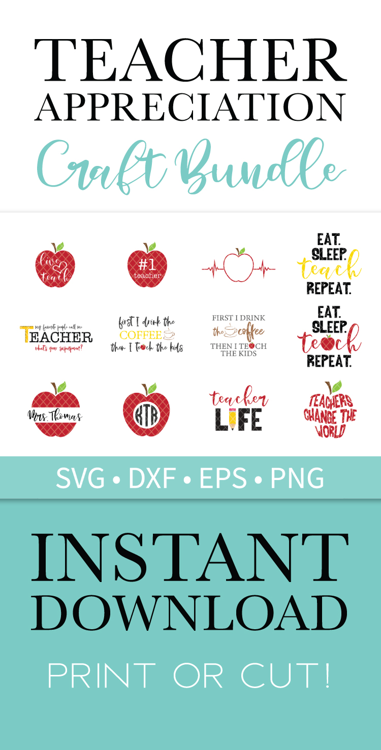 Teacher Appreciation SVG DXF EPS PNG Clipart Cut File Bundle