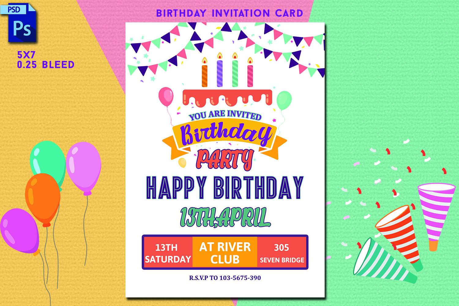 Birthday Invitation Card 346574 Card Making Design Bundles