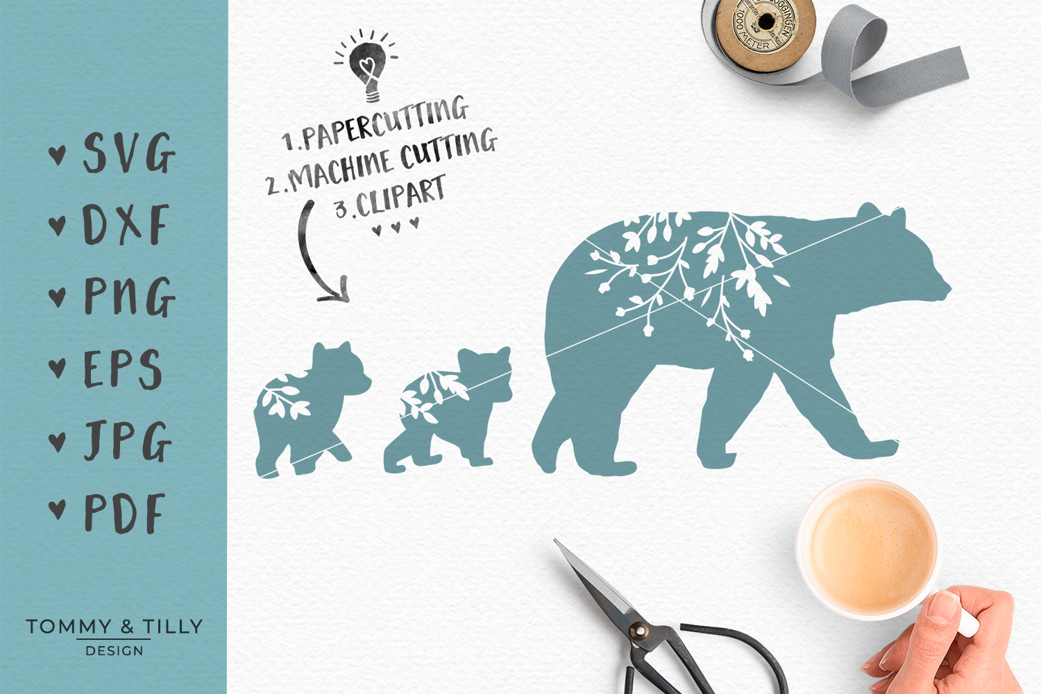 Download Mama Bear & Cubs Silhouette - SVG DXF PNG EPS JPG PDF Cut ...